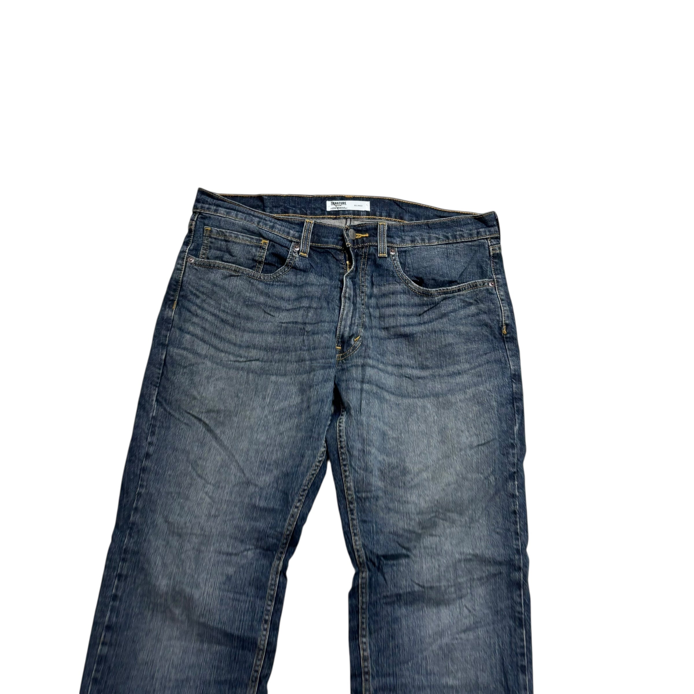 Levis Signature Jeans W34 L32 Mens Dark Blue Relaxed Baggy Stretch Denim (E)