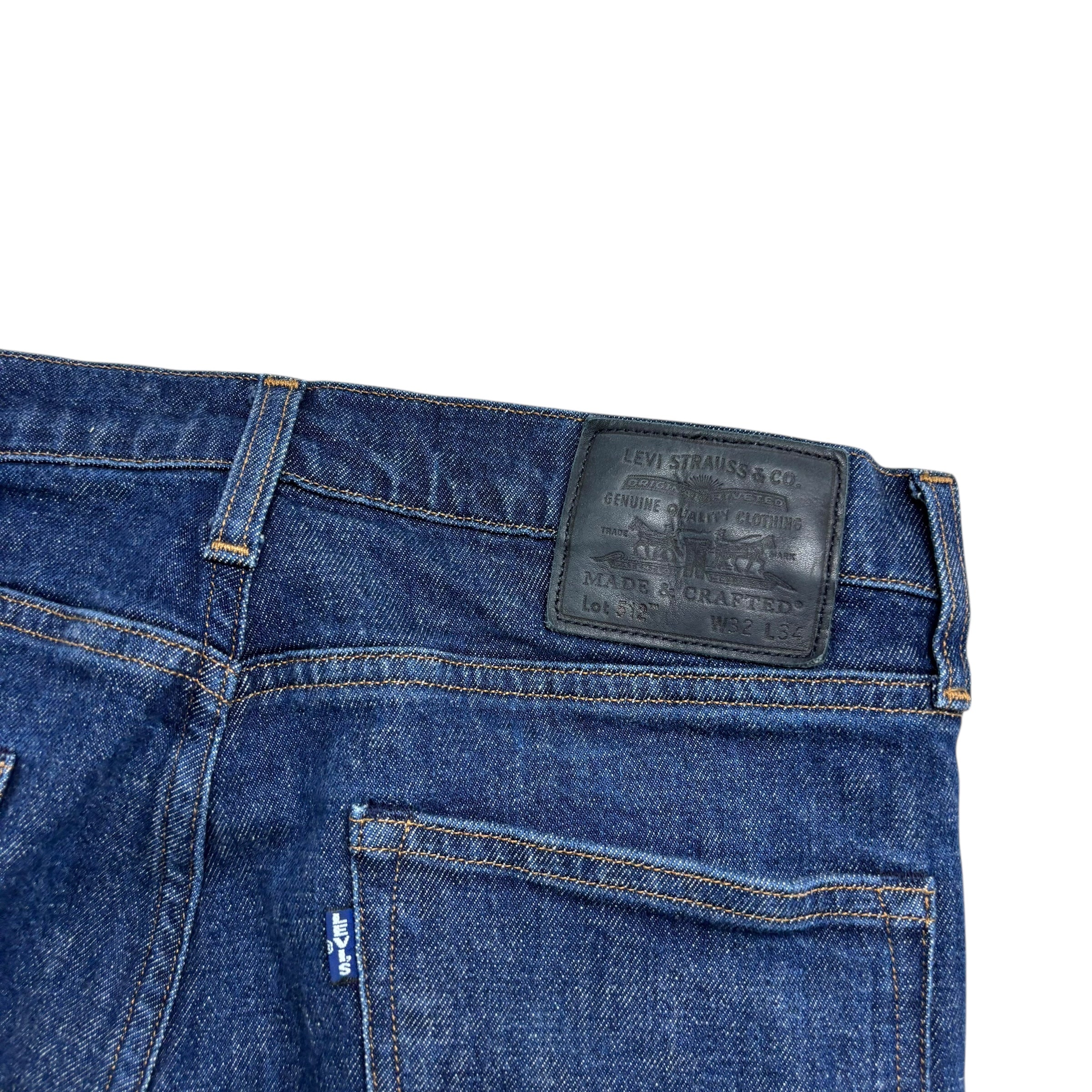 Levis 512 Jeans W32 L32 Mens Made & Crafted Dark Blue Slim Tapered Stretch (E)