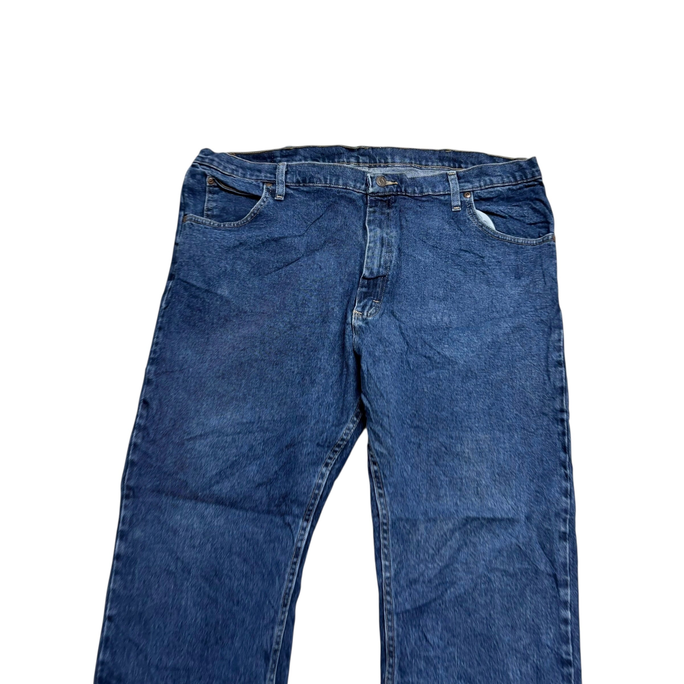 Wrangler Jeans W42 L30 Mens Mid Blue Regular Straight Fit Stretch Denim (E)