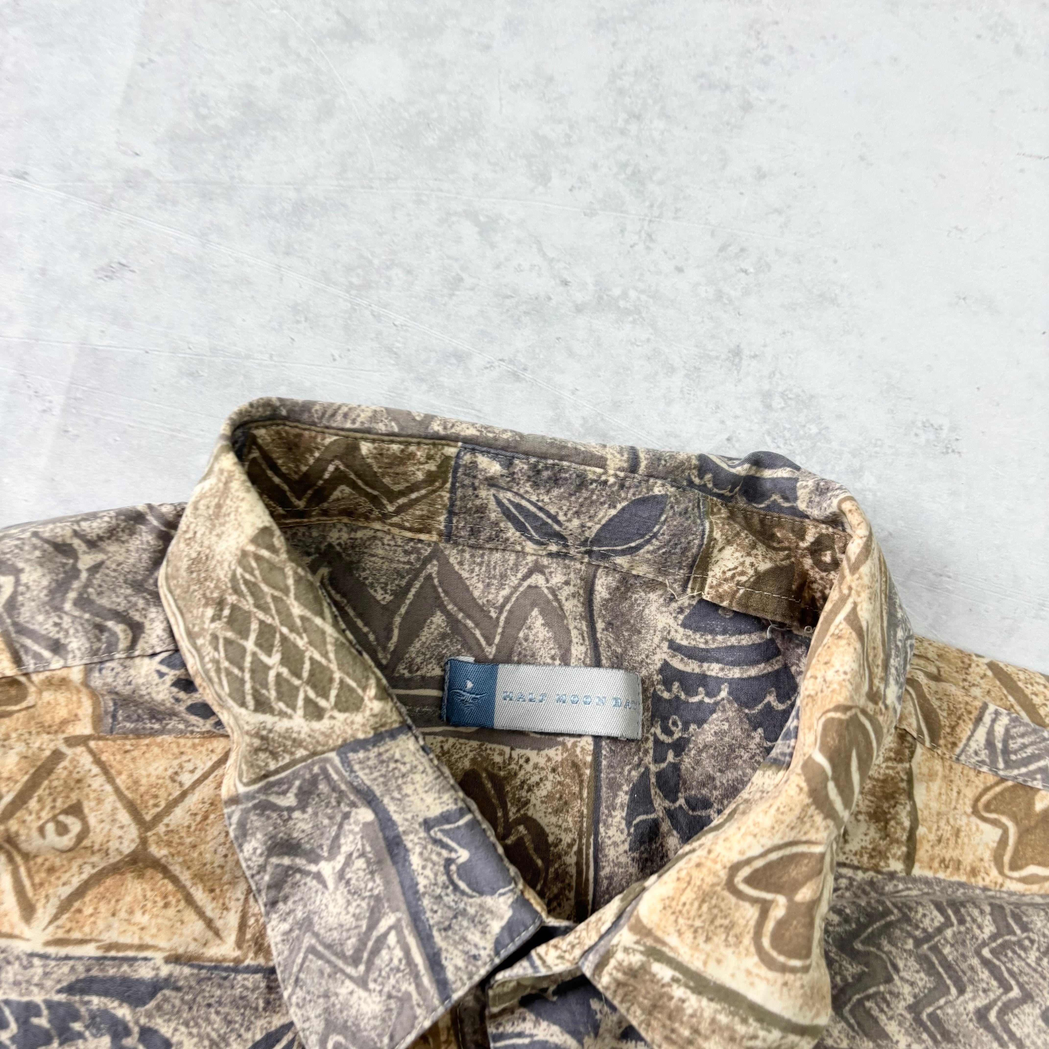 Vintage Hawaiian Shirt Mens XL Beige Floral Aloha Short Sleeve