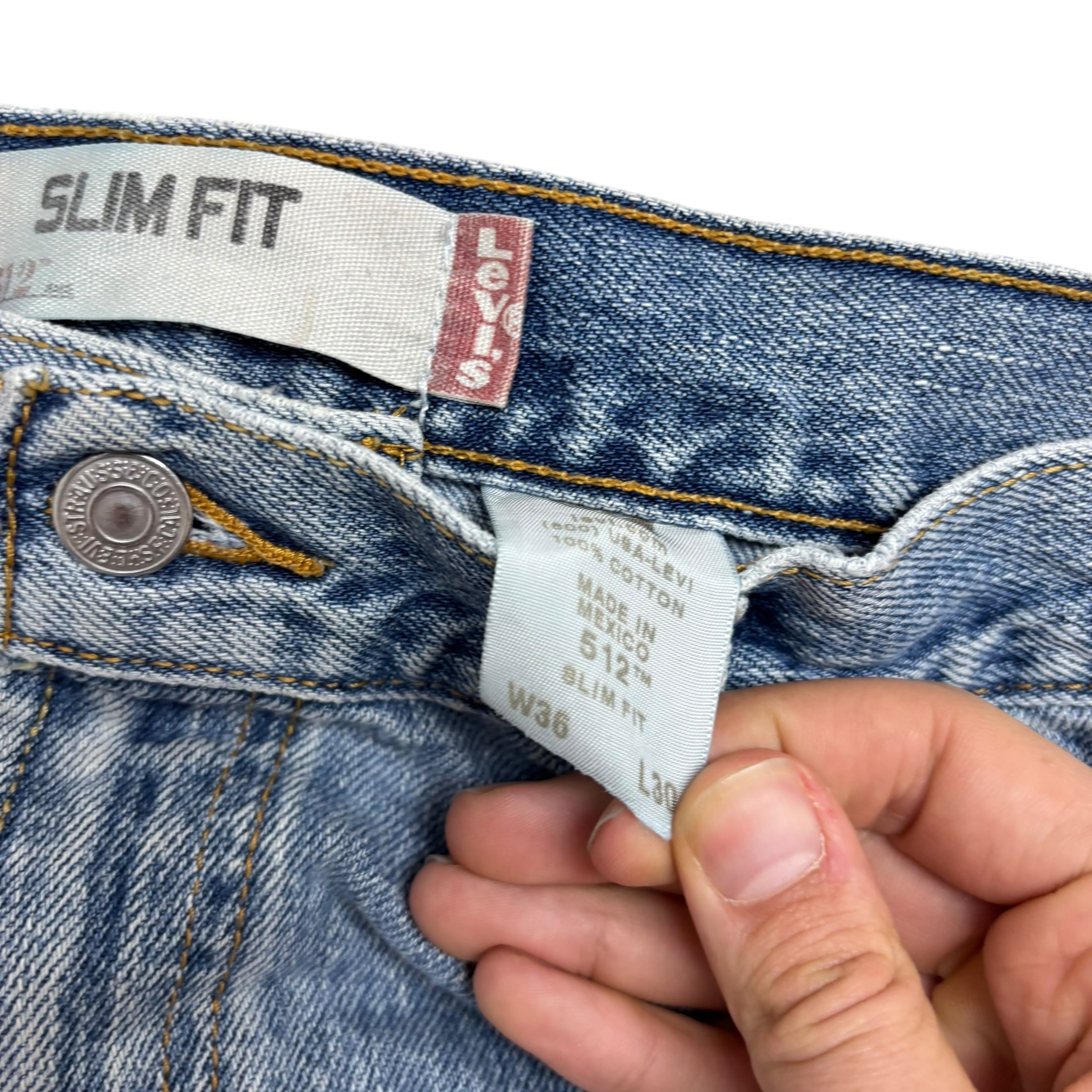 Levis 512 Jeans W36 L28 Mens Light Blue Slim Tapered Fit Vintage Denim