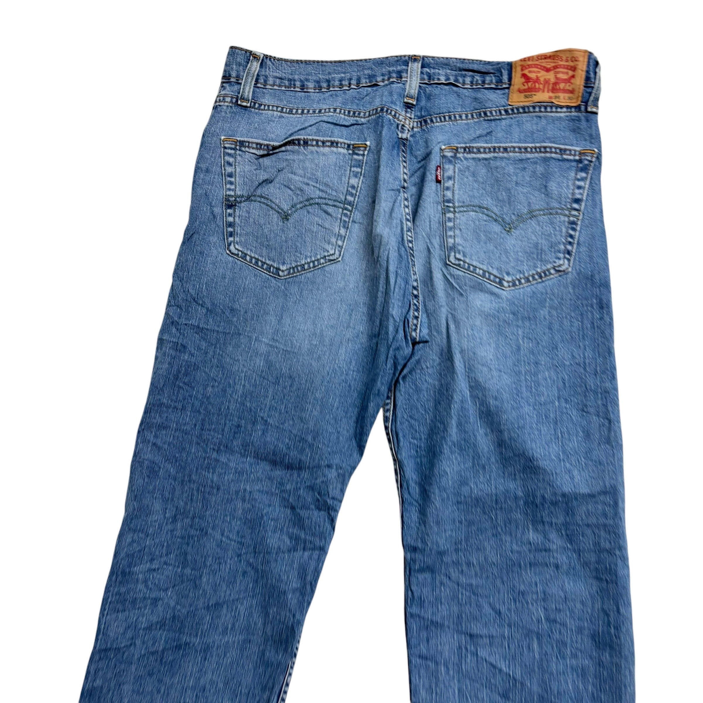 Levis 505 Jeans W34 L30 Mens Light Blue Regular Straight Fit Stretch Denim