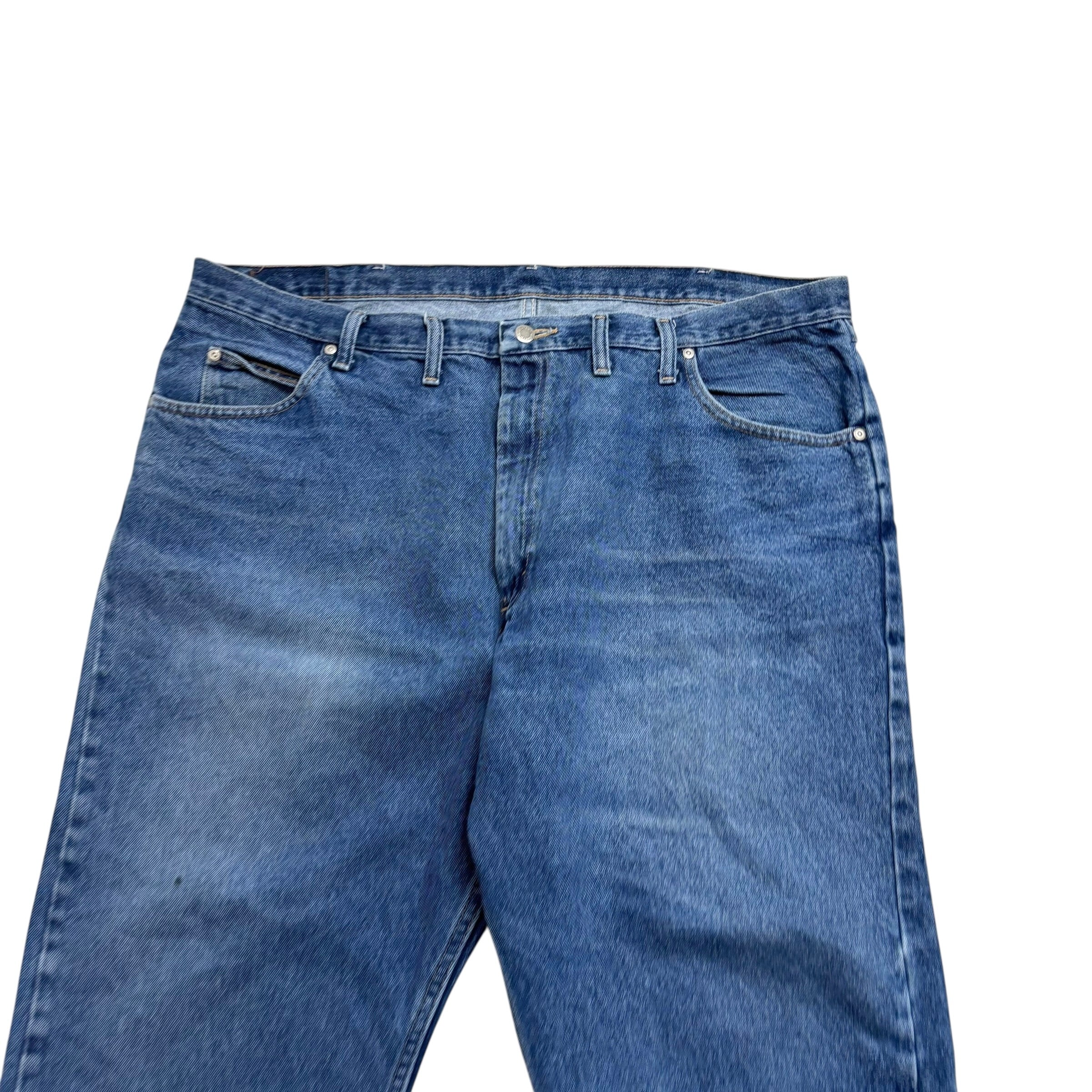Wrangler Jeans W44 L28 Mens Mid Blue Relaxed Straight Fit Baggy Denim