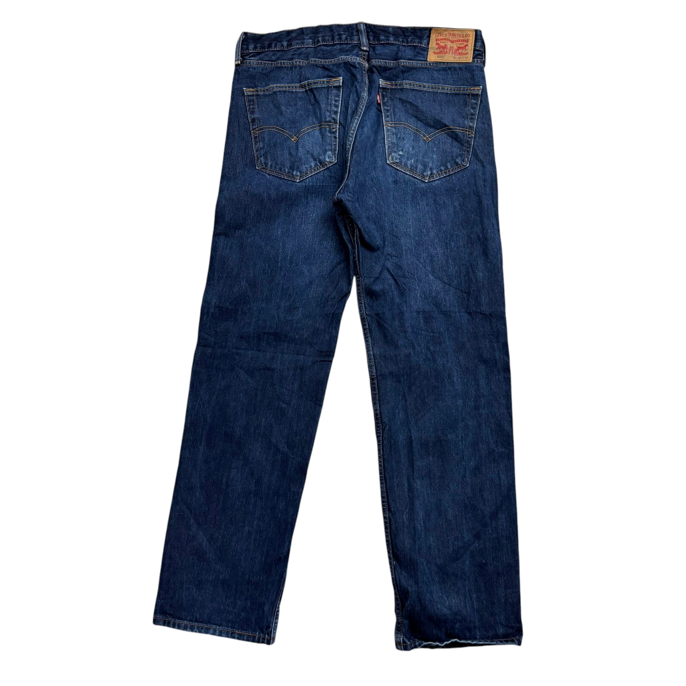 Levis 505 Jeans W36 L32 Mens Dark Blue Regular Straight Fit Denim (E)