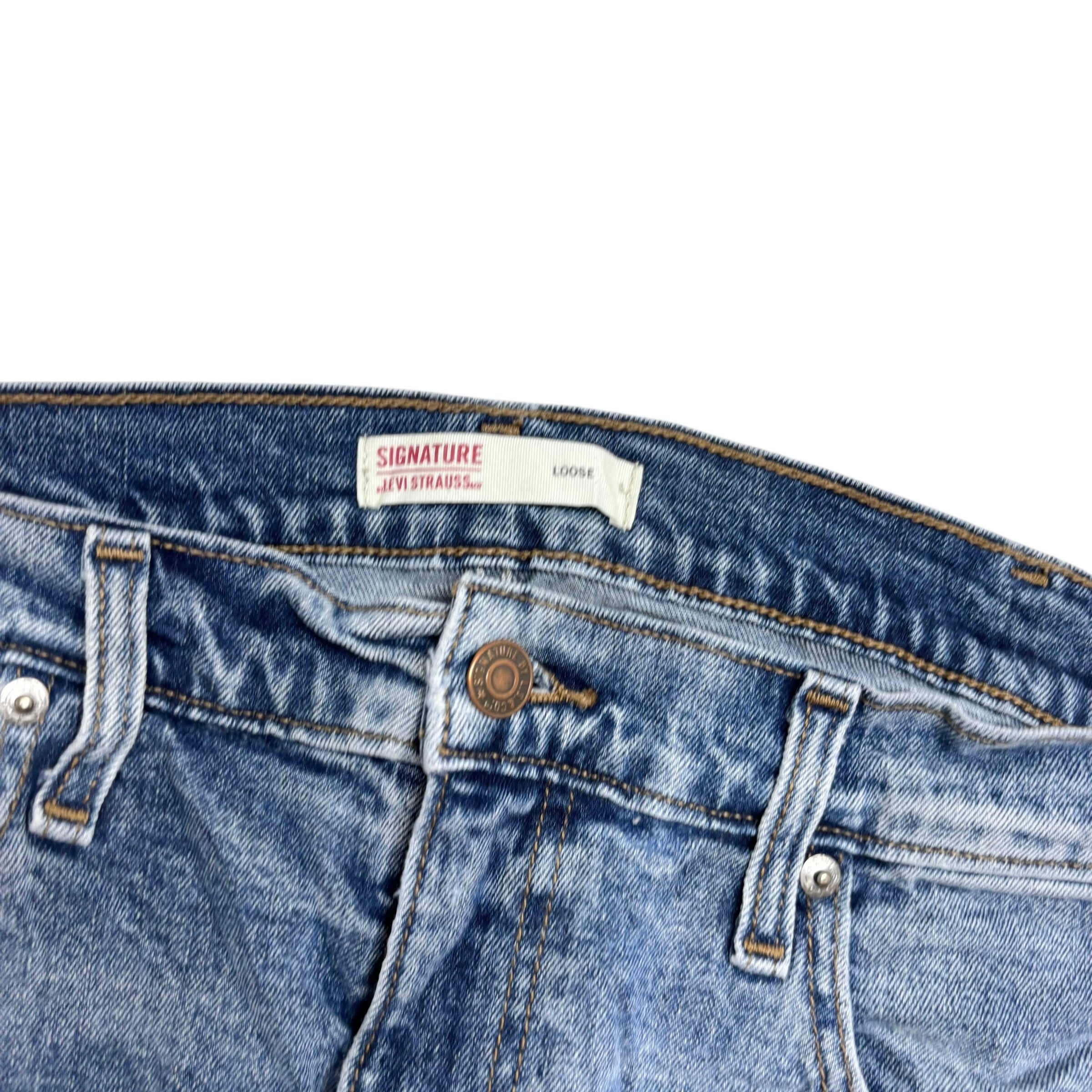 Levis Signature Jeans W38 L30 Mens Mid Blue Baggy Relaxed Fit Stretch Denim
