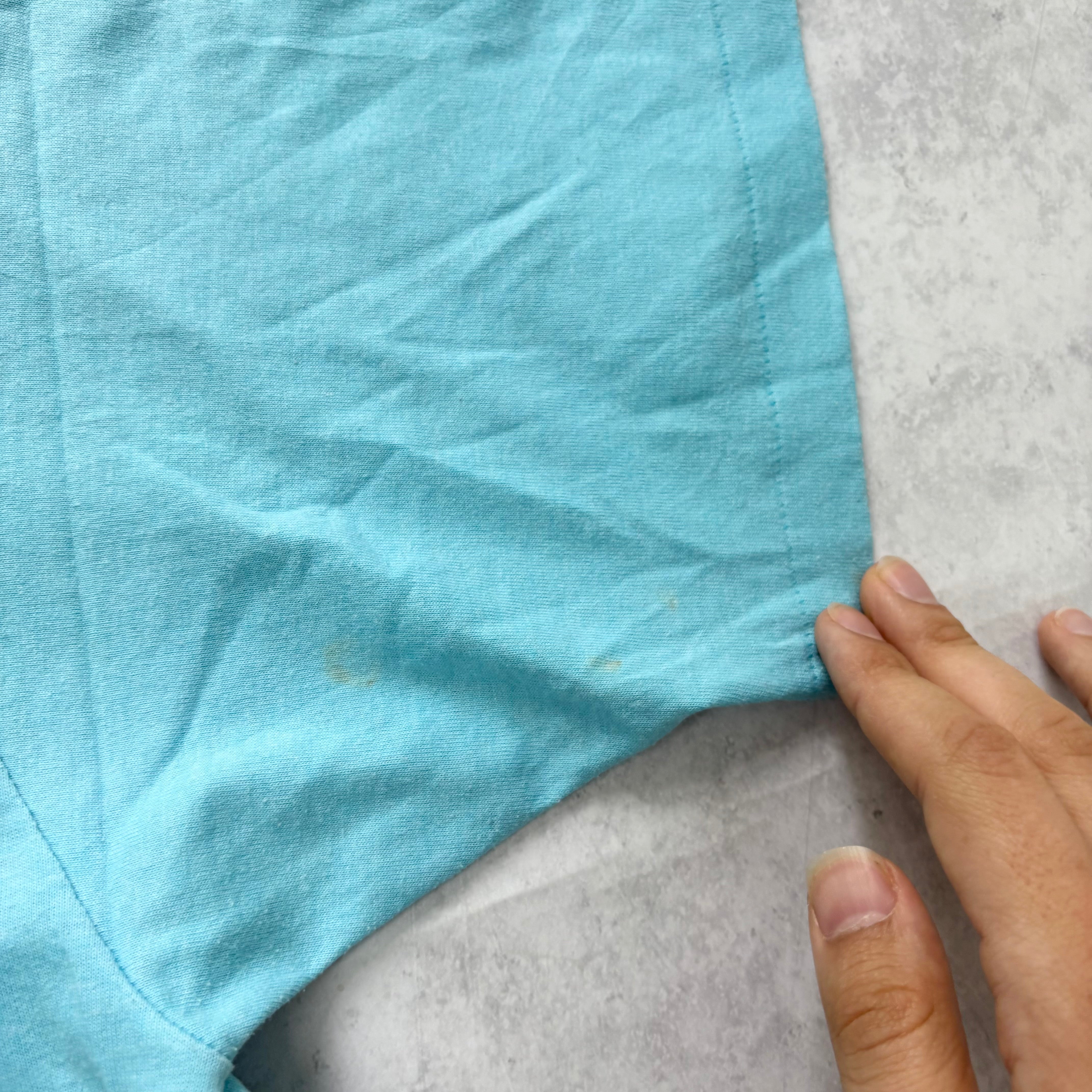 Vintage T Shirt Mens Medium Blue Single Stitch Graphic Print 90s Run Race