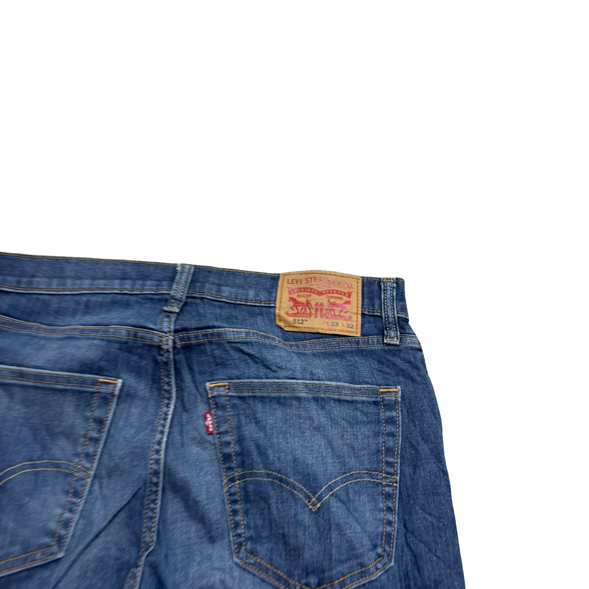 Levis 512 Jeans W33 L31 Mens Mid Blue Slim Tapered Fit Stretch Denim (E)