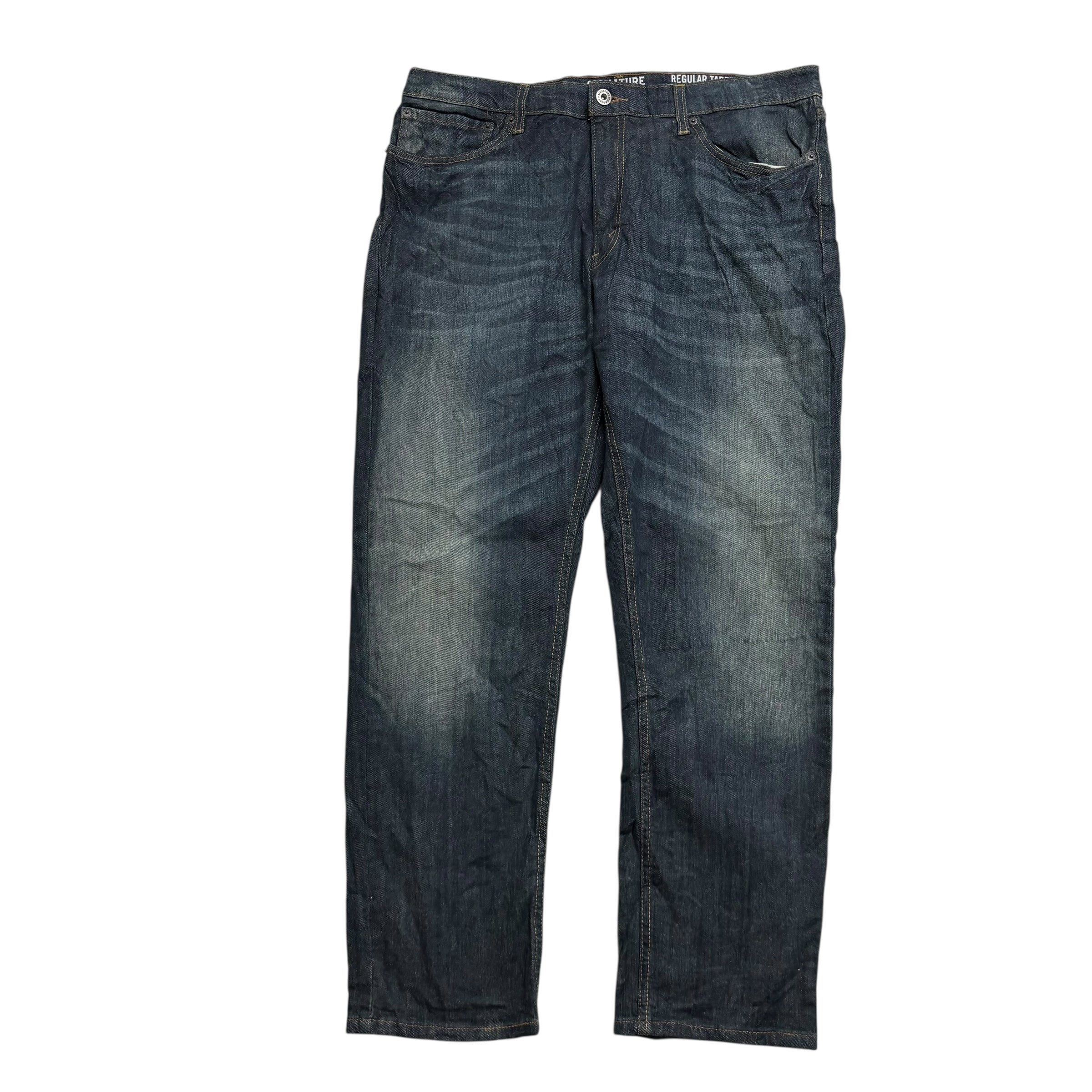 Levis Signature Jeans W38 L30 Mens Dark Blue Regular Tapered Fit Stretch