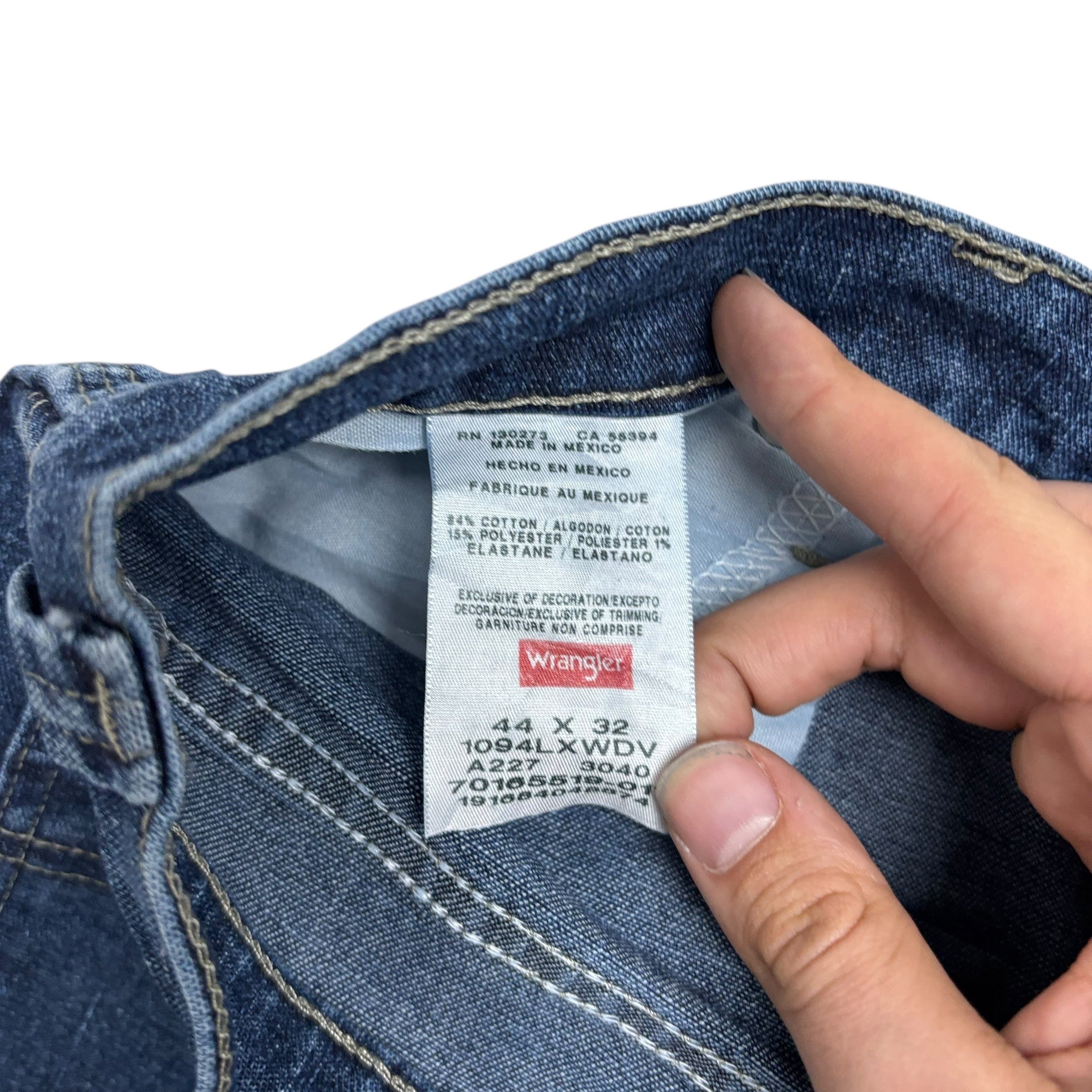 Wrangler Carpenter Jeans W44 L25 Mens Dark Blue Relaxed Straight Fit Stretch
