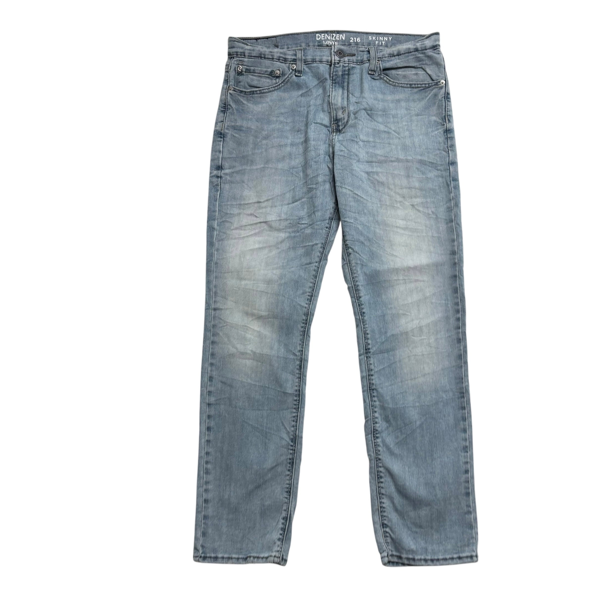 Levis Denizen Jeans W33 L30 Mens Light Blue Skinny Fit Stretch Denim (E)