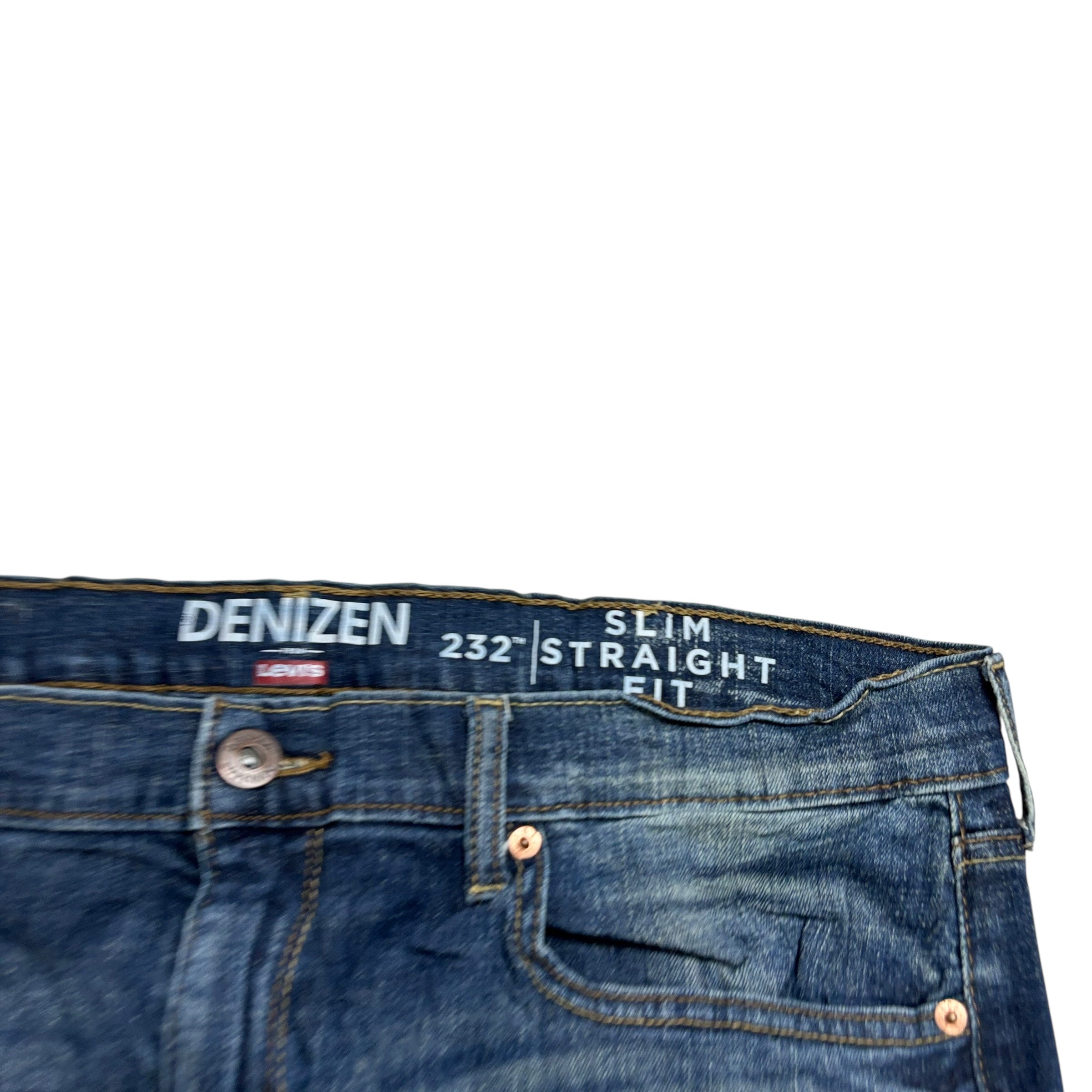 Levis Denizen Jeans W38 L32 Mens Dark Blue Slim Straight Fit Stretch (E)