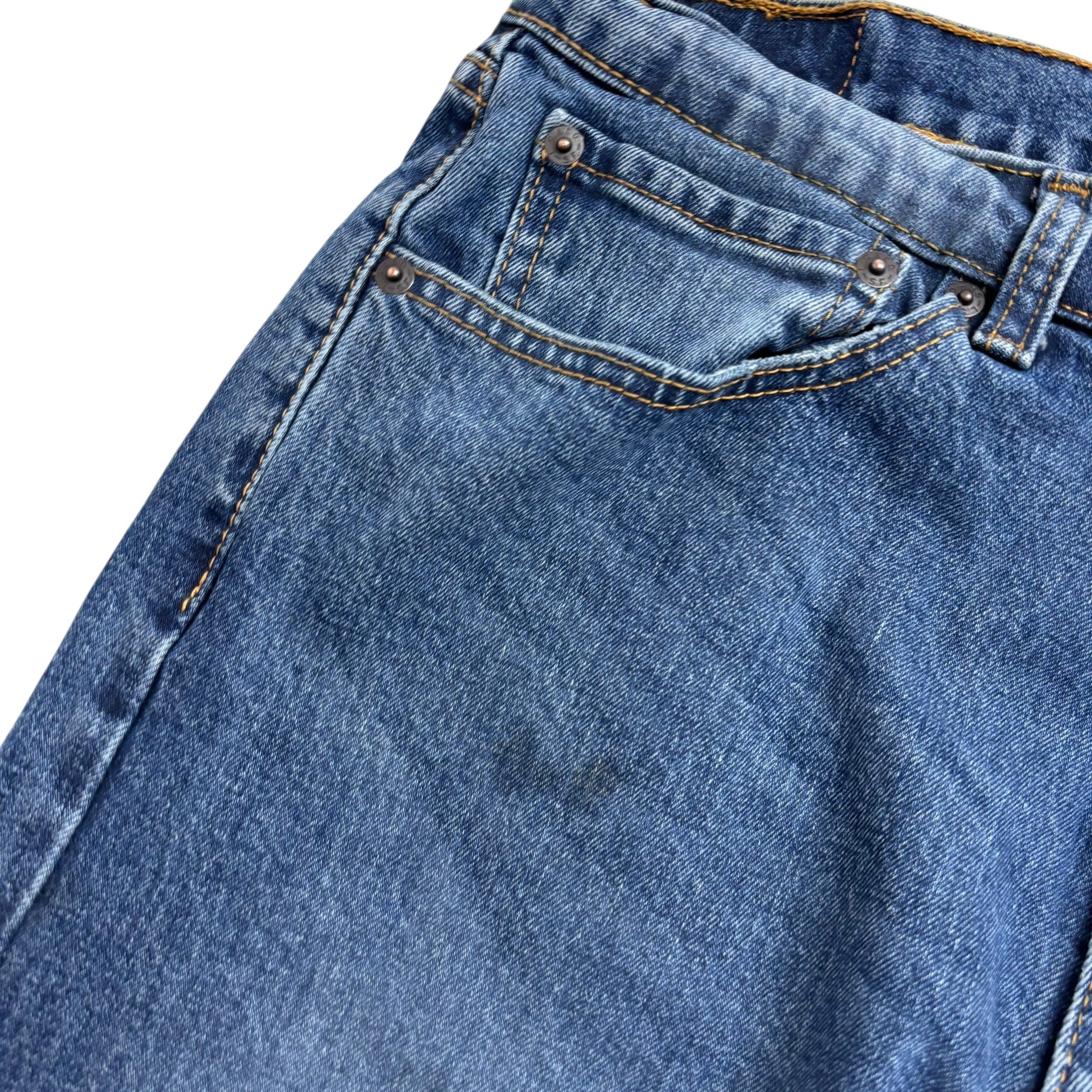 Levis 505 Jeans W36 L36 Mens Mid Blue Regular Straight Fit Stretch Denim