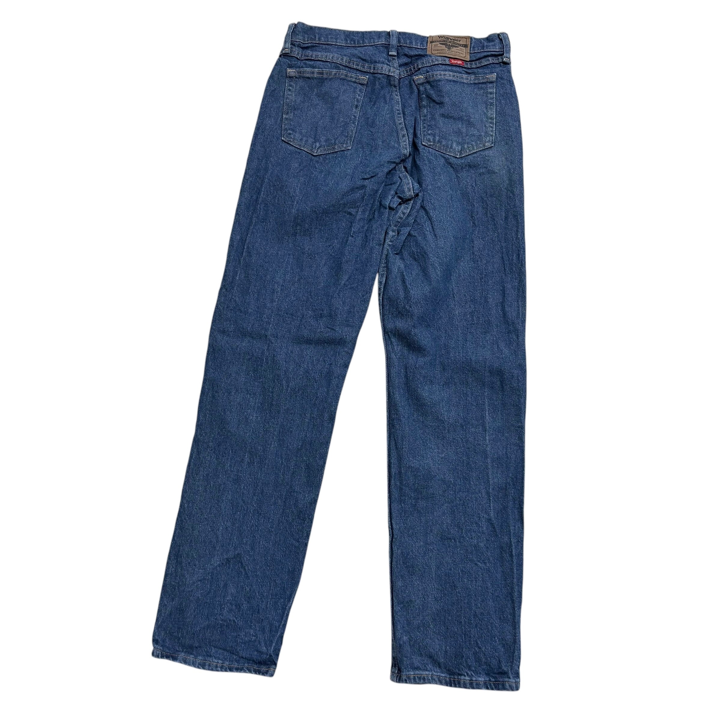 Wrangler Jeans W30 L32 Mens Mid Blue Relaxed Straight Fit Stretch Denim (E)