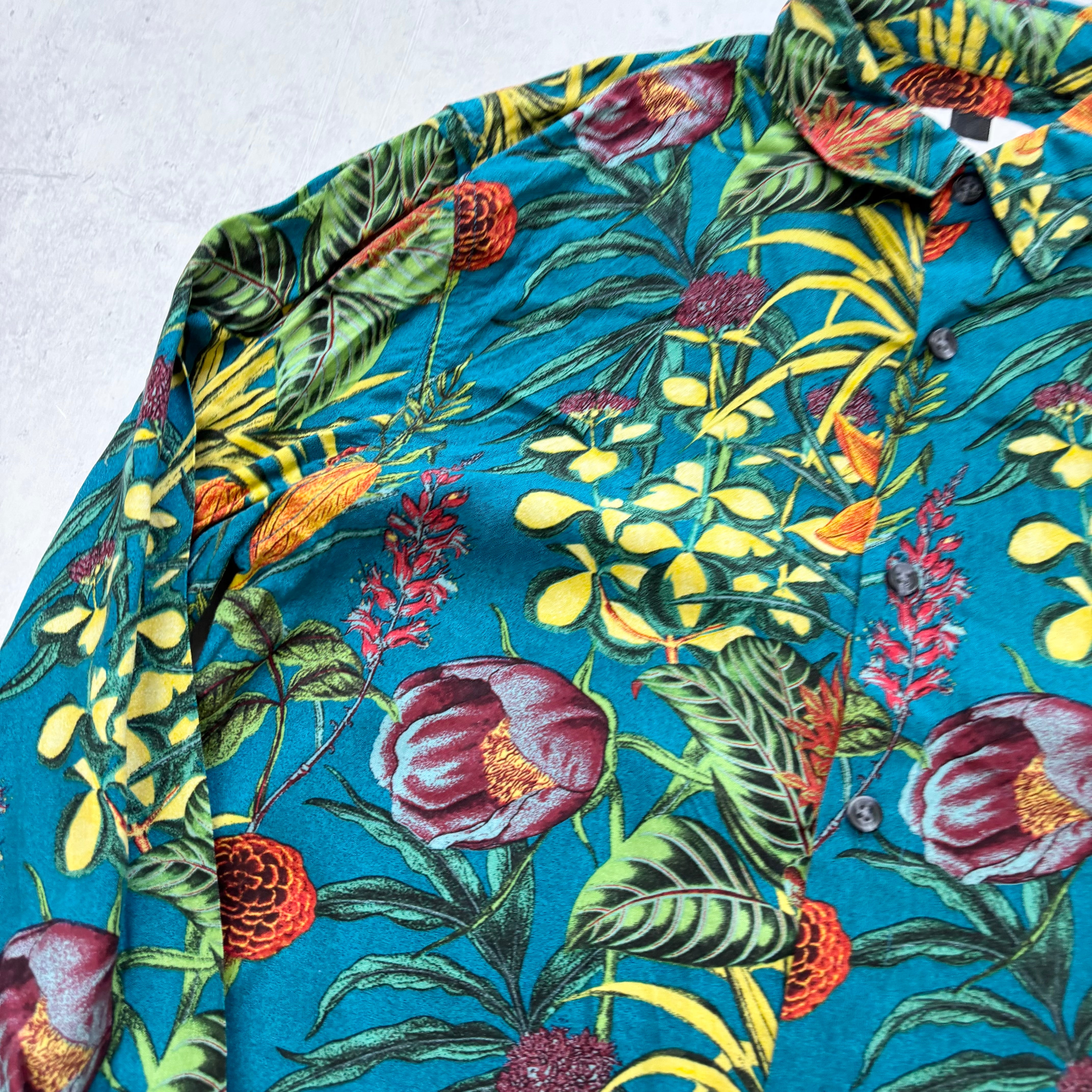 Topman Hawaiian Shirt Mens Small Long Sleeve Viscose Floral (E)