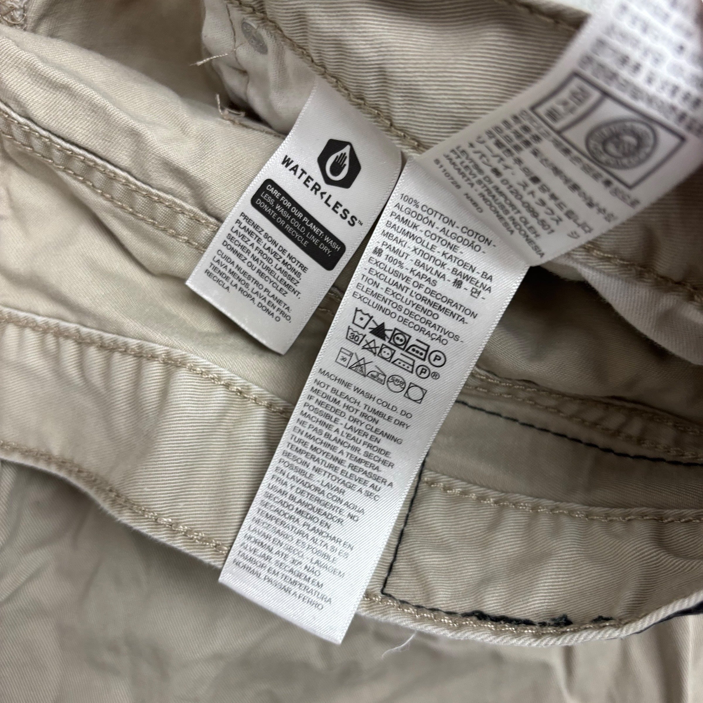 Levis 514 Trousers W38 L32 Mens Cream Regular Straight Fit Cotton Pants (E)