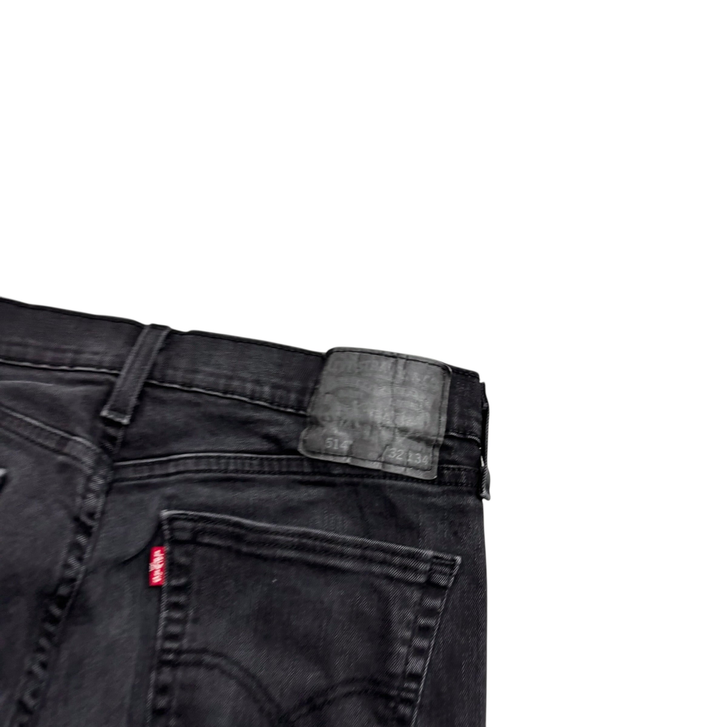 Levis 514 Jeans W32 L33 Mens Black Regular Straight Fit Stretch Denim (F)