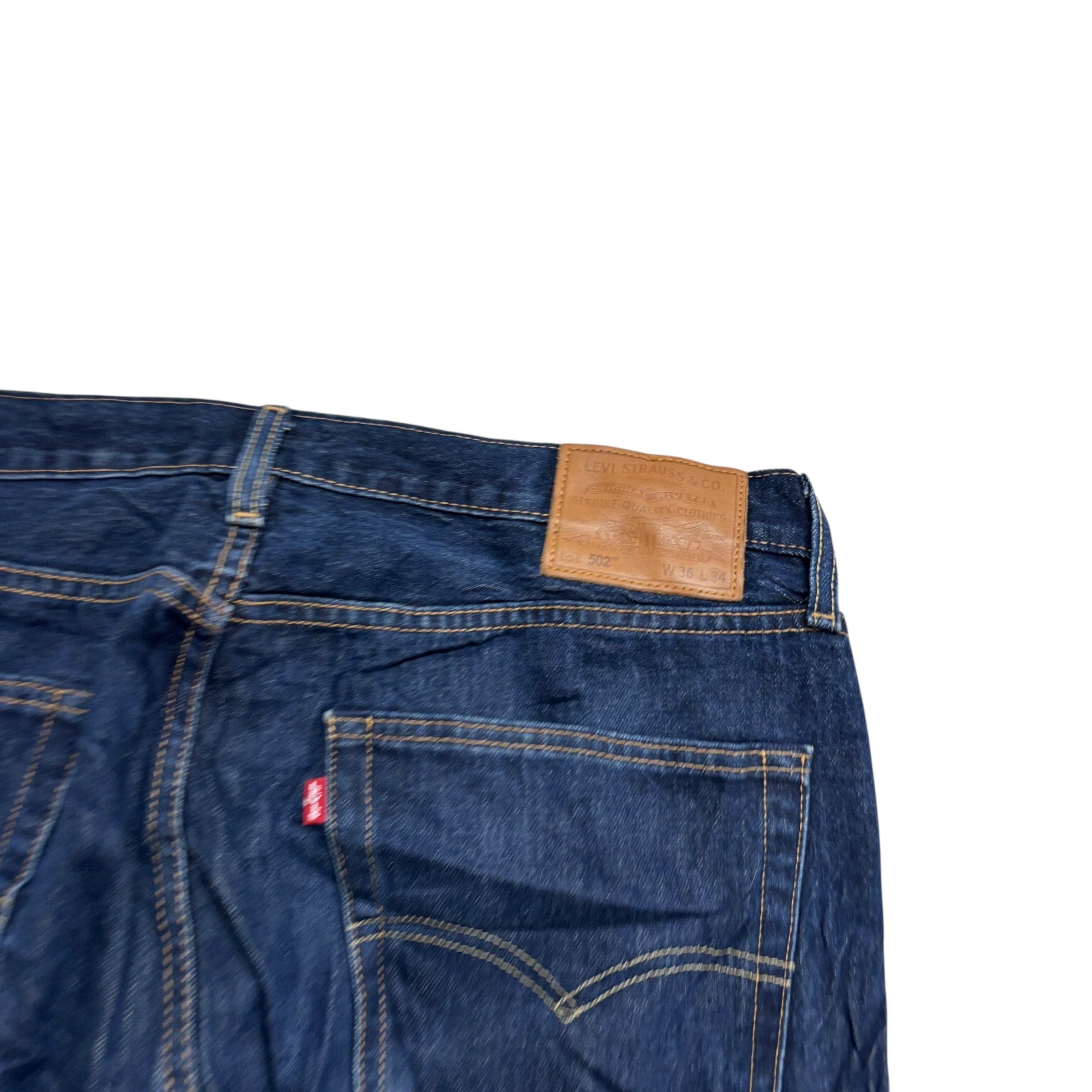 Levis 502 Jeans W36 L33 Mens Dark Blue Regular Tapered Fit Stretch Denim (E)