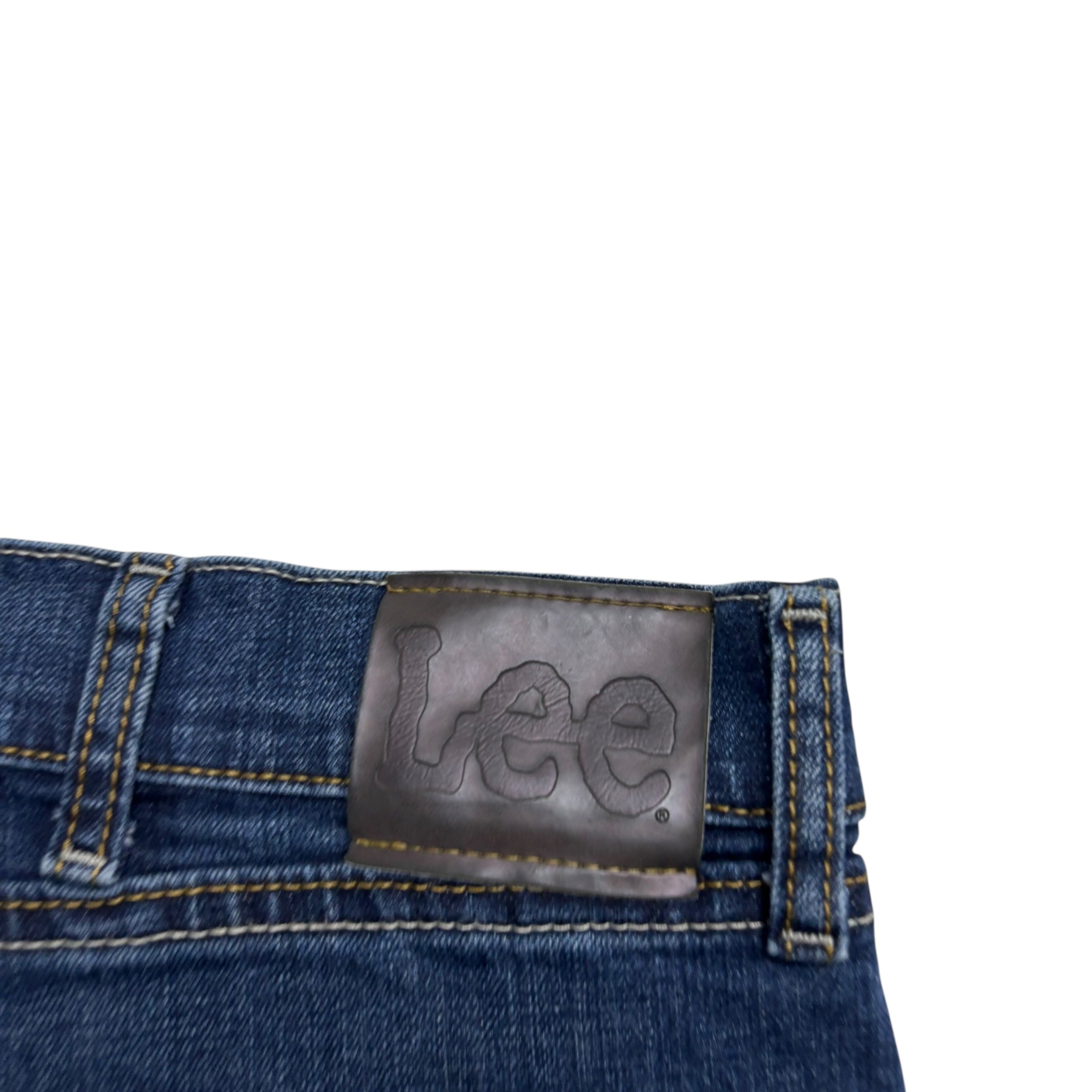 Lee Jeans W42 L30 Mens Dark Blue Regular Straight Fit Stretch Denim (E)