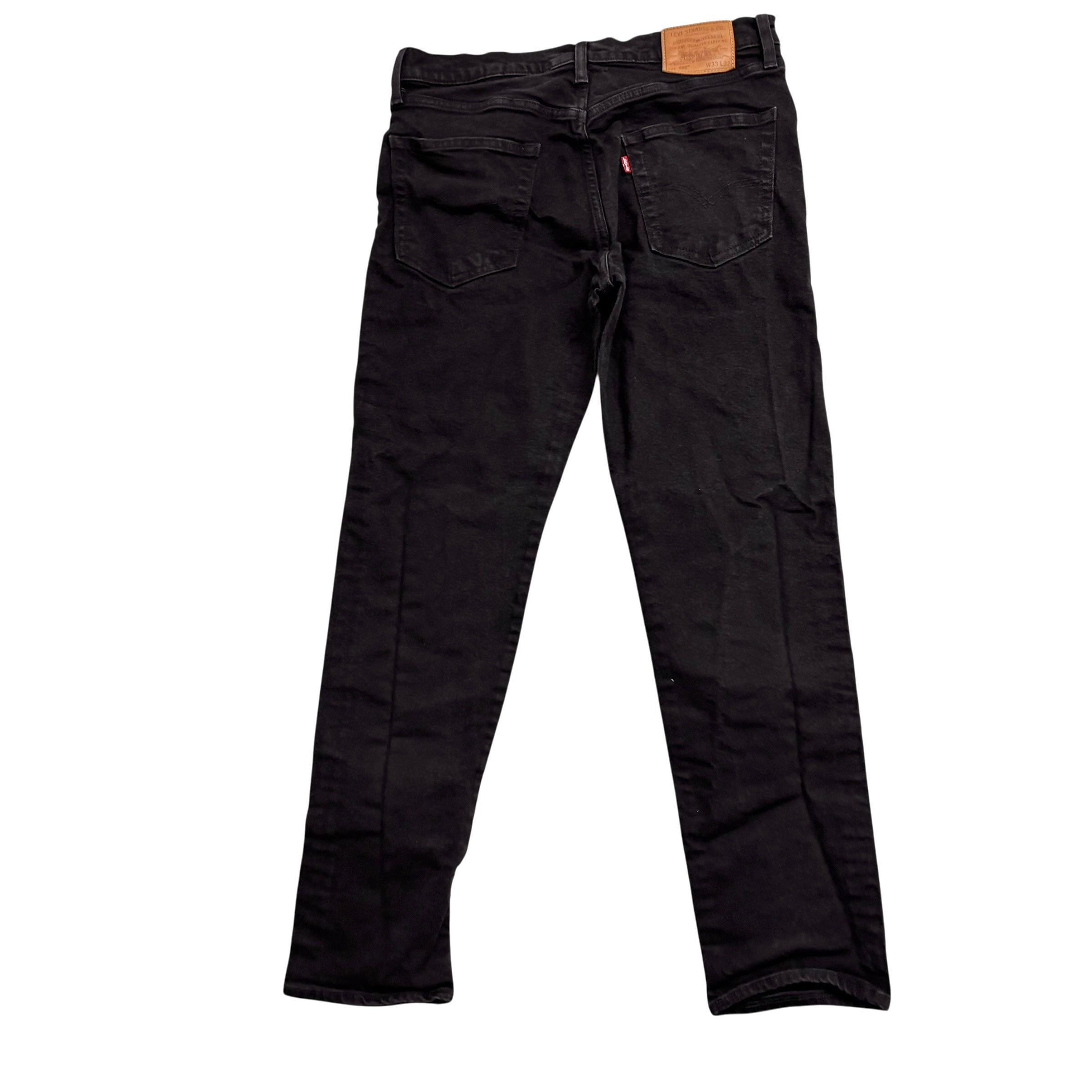Levis 502 Jeans W33 L31 Mens Black Regular Tapered Fit Stretch Premium Denim (E)