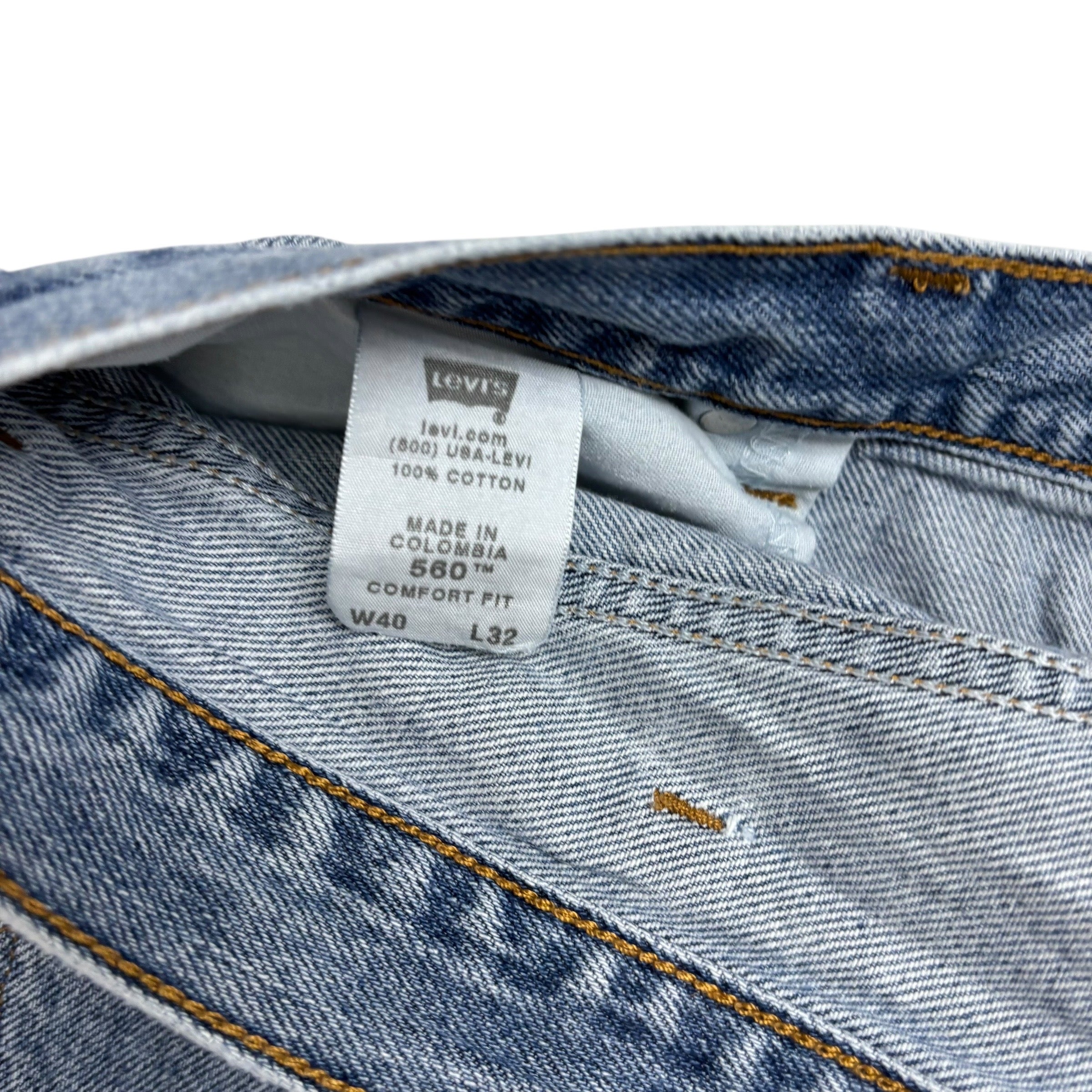 Levis 560 Jeans W40 L32 Mens Mid Blue Baggy Relaxed Comfort Vintage Denim (E)