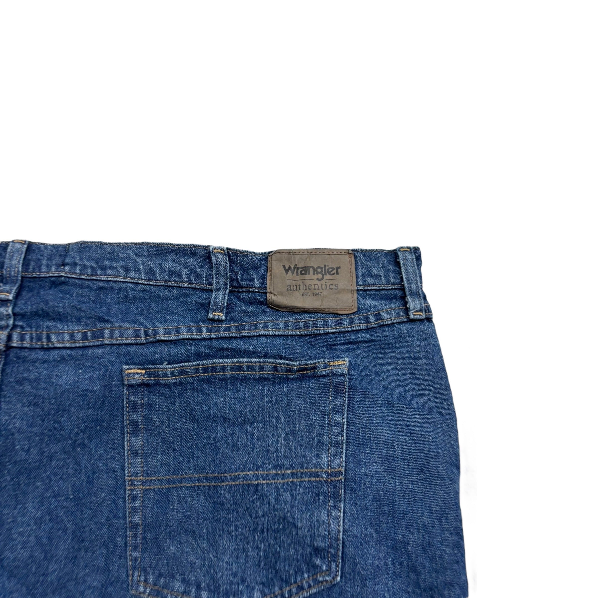 Wrangler Jeans W52 L30 Mens Mid Blue Regular Straight Fit Stretch Denim (E)