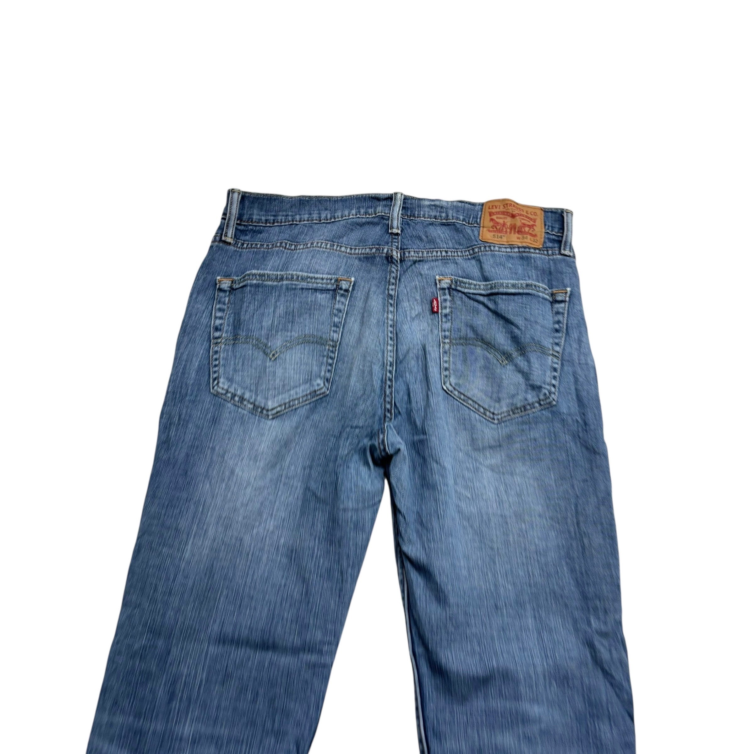Levis 514 Jeans W34 L30 Mens Mid Blue Regular Straight Fit Stretch Denim