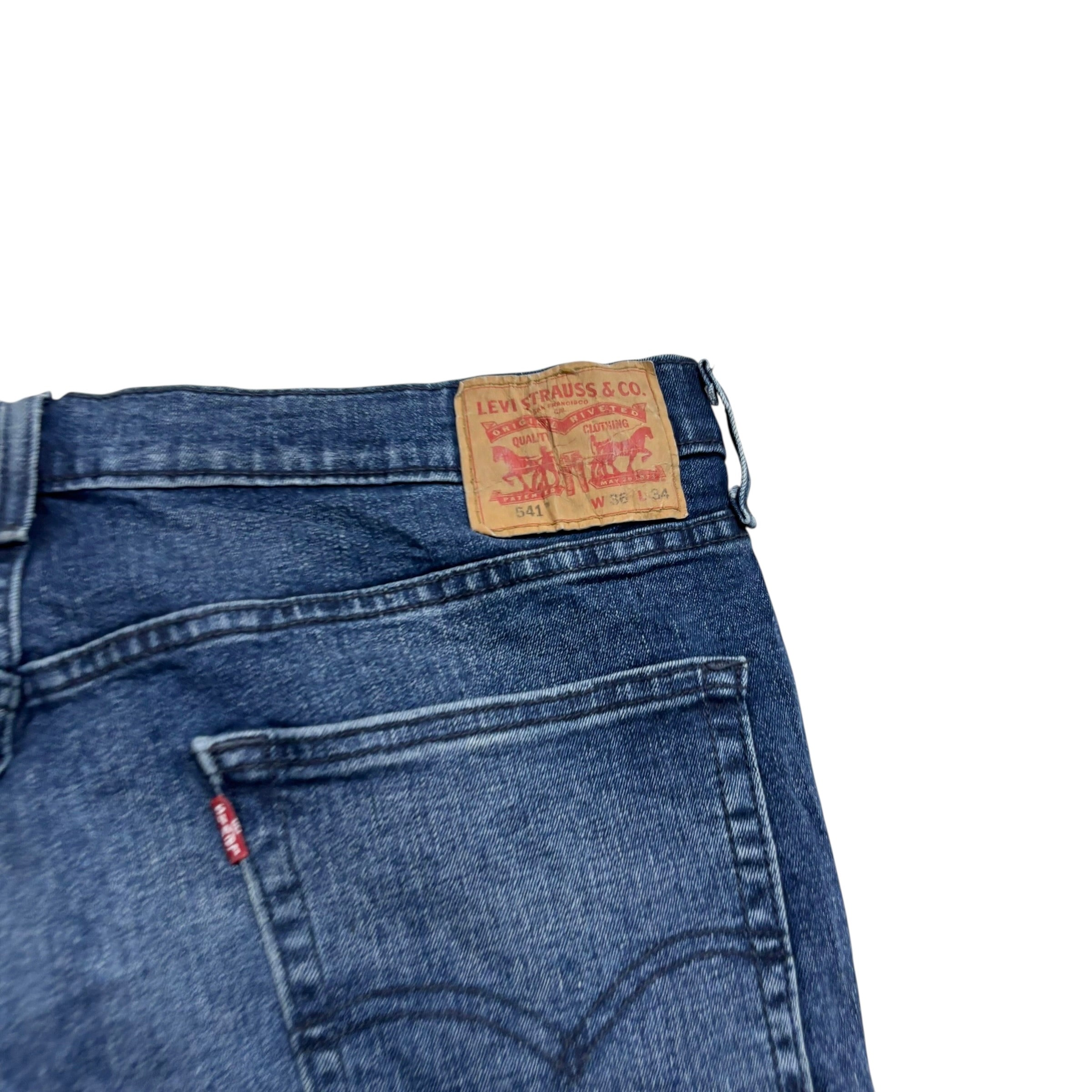 Levis 541 Jeans W36 L34 Mens Navy Blue Athletic Tapered Fit Stretch Denim