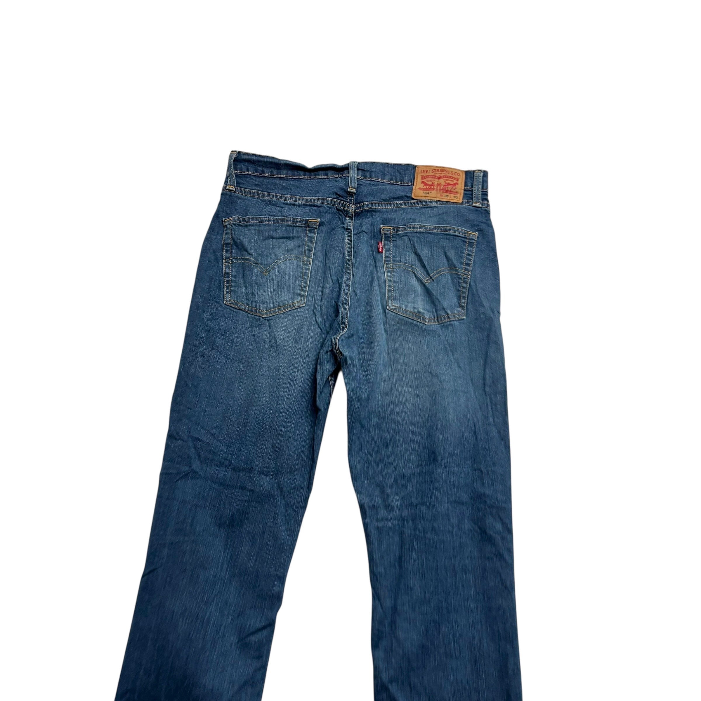 Levis 514 Jeans W33 L32 Mens Dark Blue Regular Straight Fit Stretch Denim (E)