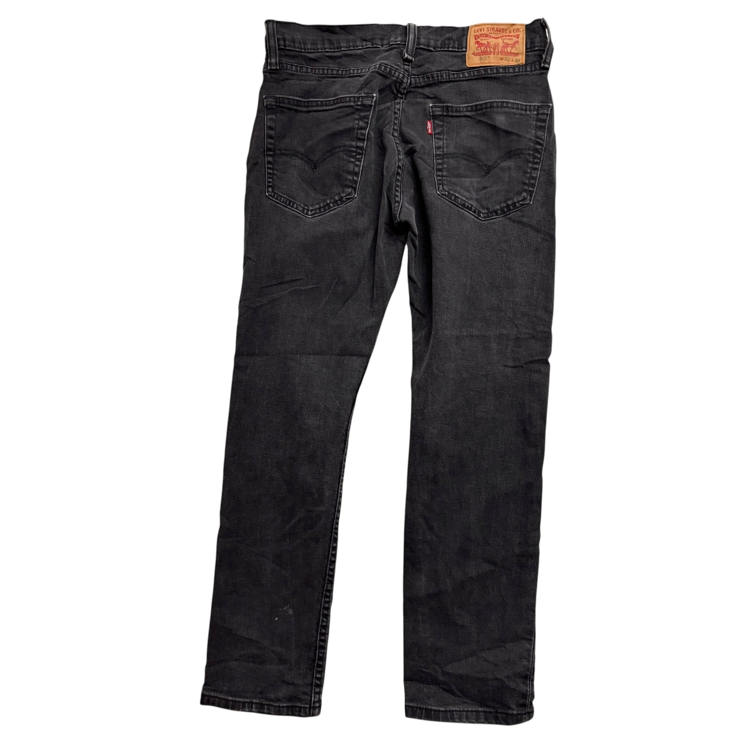 Levis 502 Jeans W31 L27 Mens Black Regular Tapered Fit Stretch Denim (F)