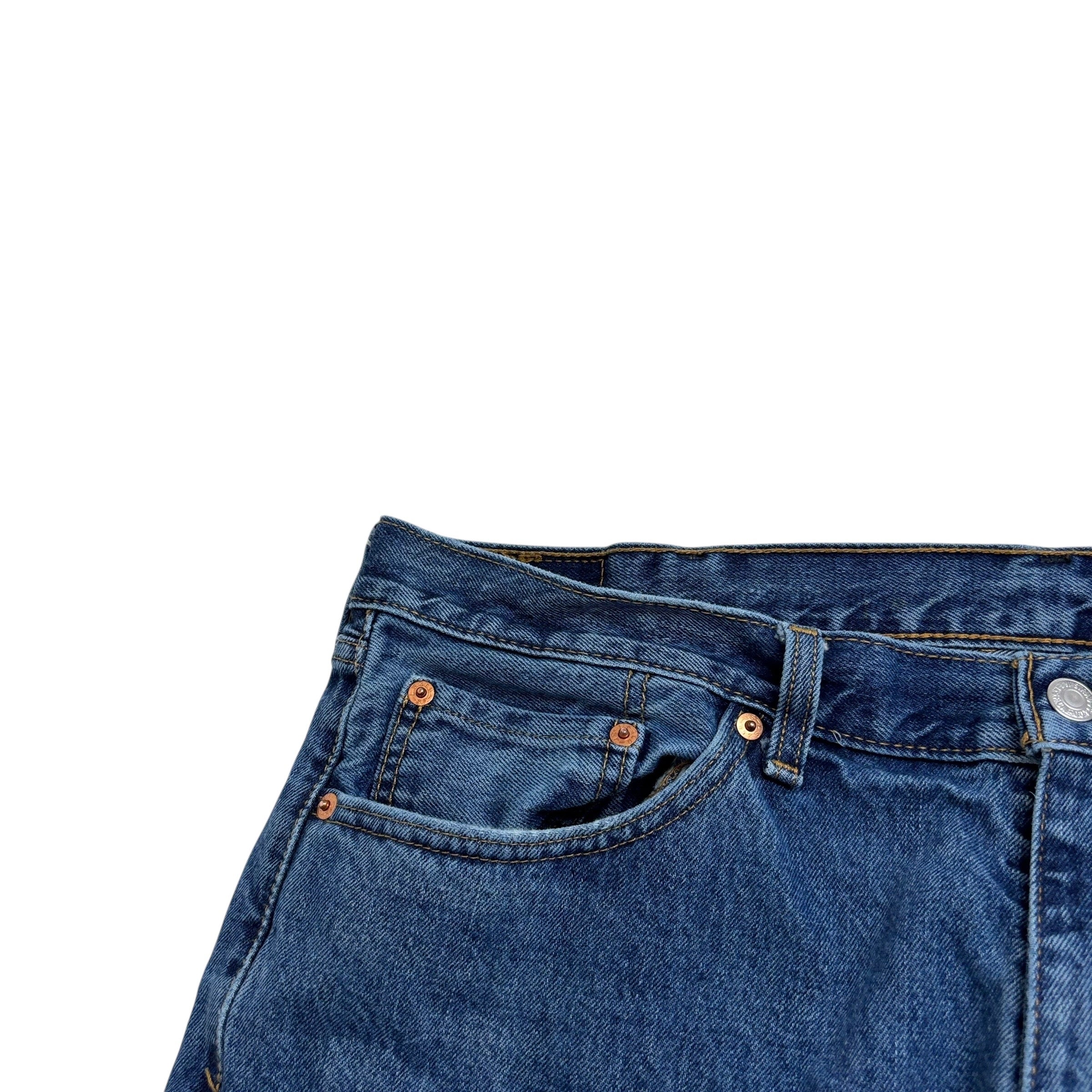 Levis 505 Jeans W40 L30 Mens Mid Blue Regular Straight Fit Denim (E)