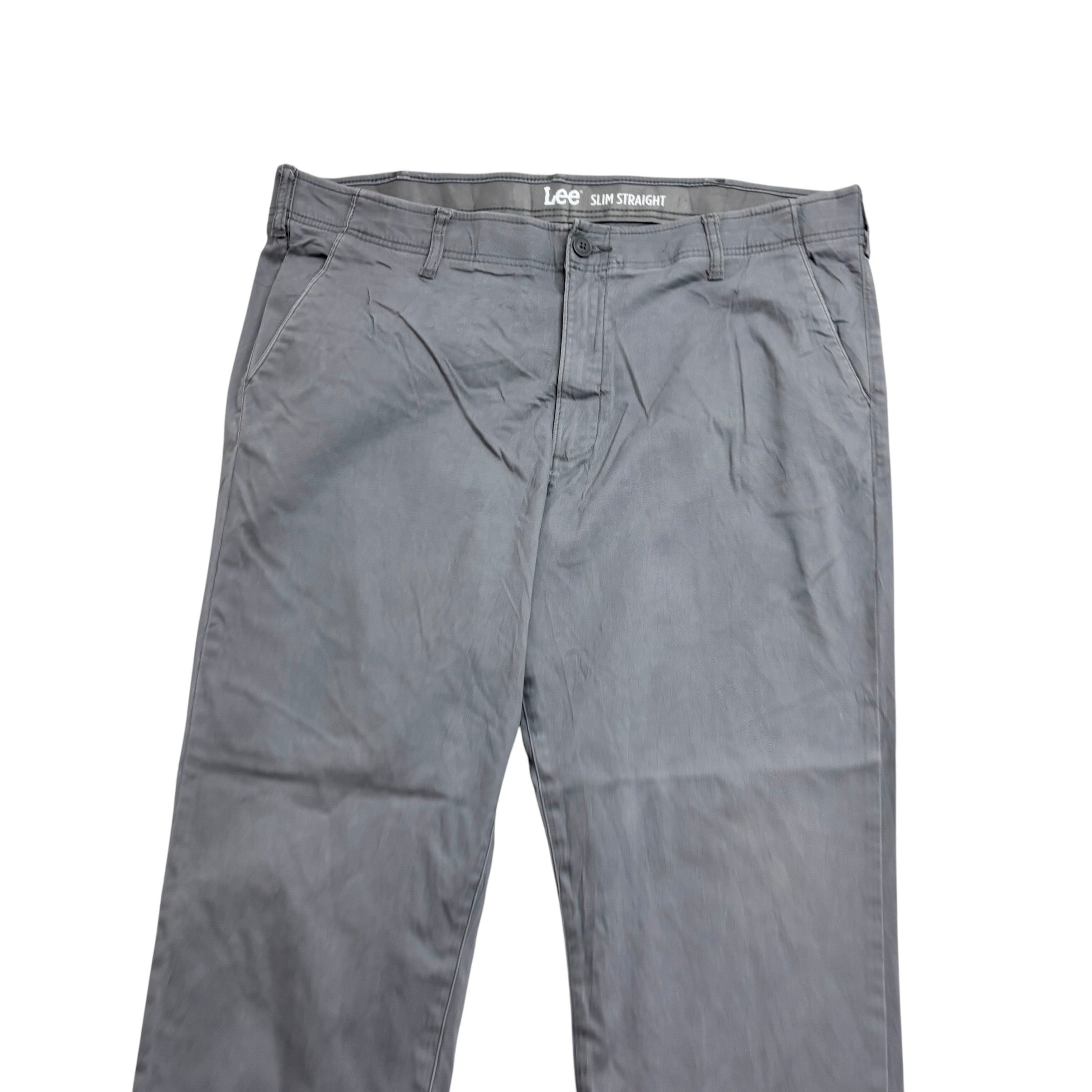 Lee Trousers W42 L30 Mens Grey Slim Straight Fit Stretch Pants (E)