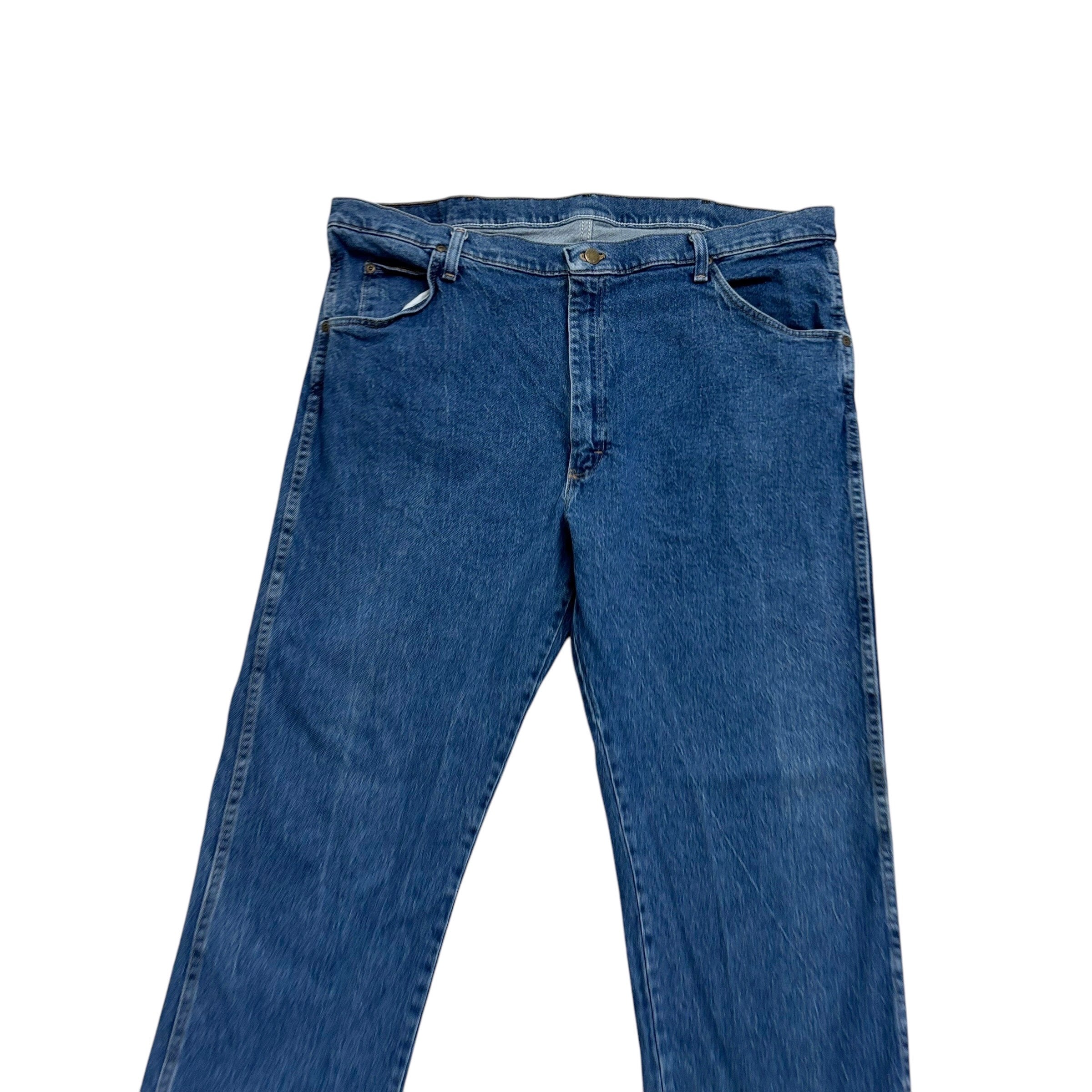 Wrangler Jeans W40 L30 Mens Mid Blue Regular Straight Fit Stretch Denim (E)