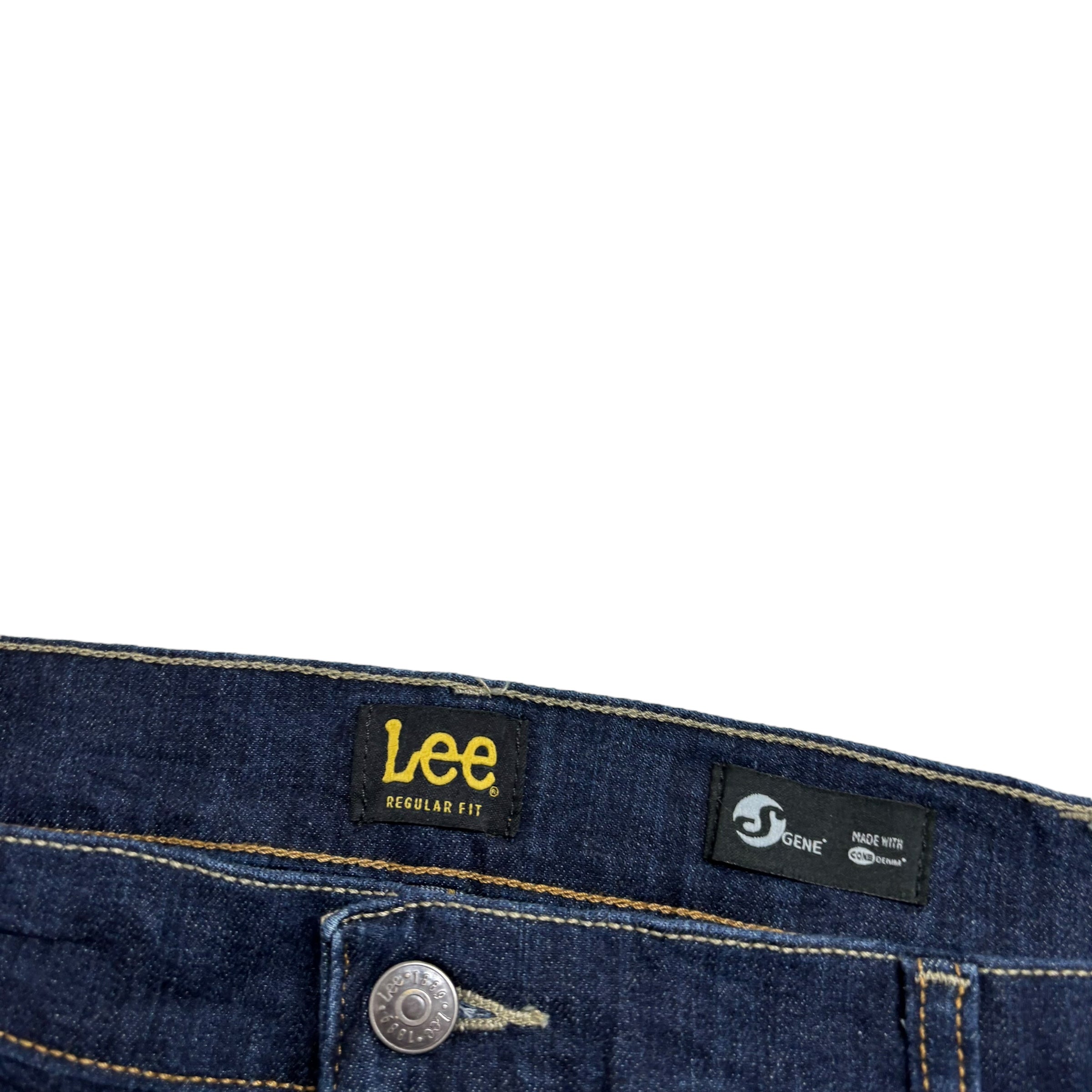 Lee Jeans W42 L32 Mens Dark Blue Regular Straight Fit Stretch Denim (E)