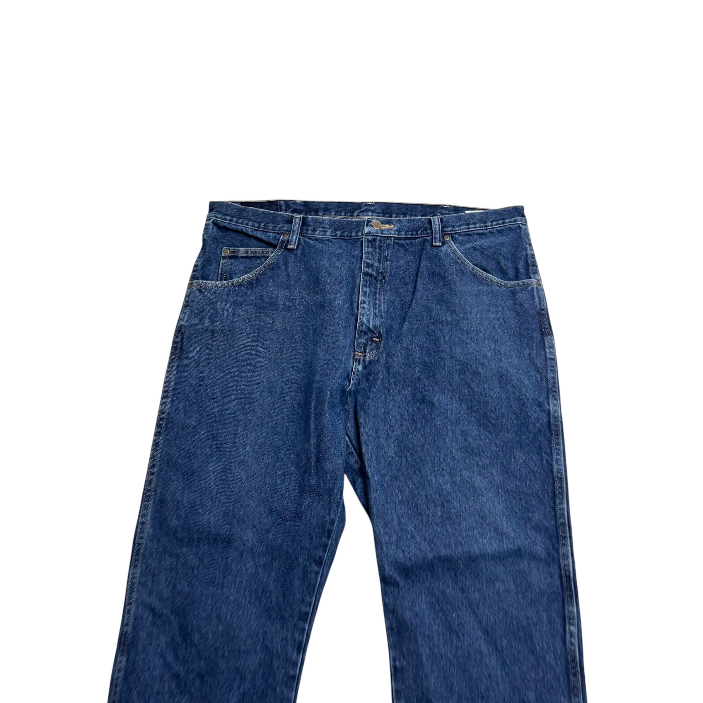 Wrangler Jeans W40 L30 Mens Dark Blue Regular Straight Fit Denim (E)