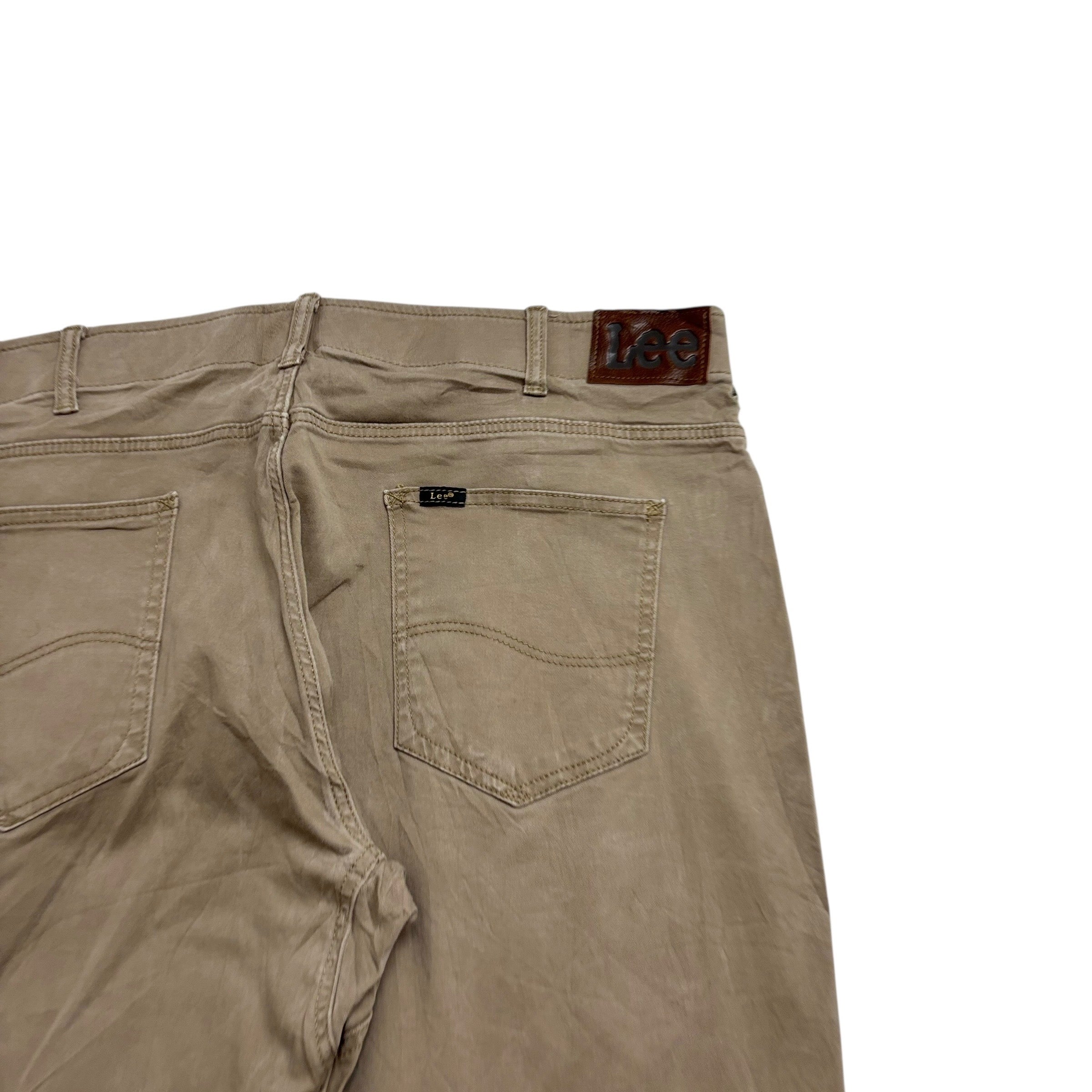 Lee Trousers W42 L29 Mens Brown Regular Tapered Fit Stretch Pants (E)