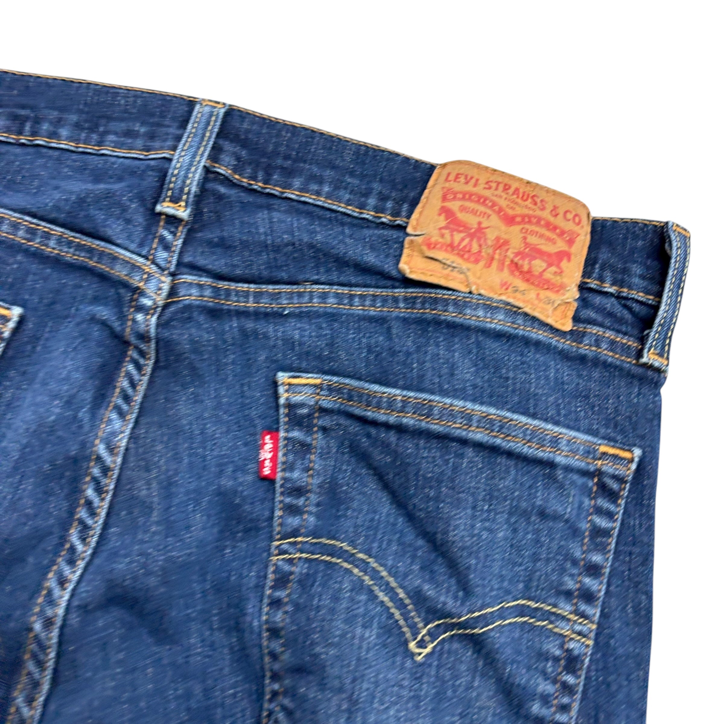 Levis 513 Jeans W33 L29 Mens Dark Blue Slim Straight Fit Stretch Denim (F)