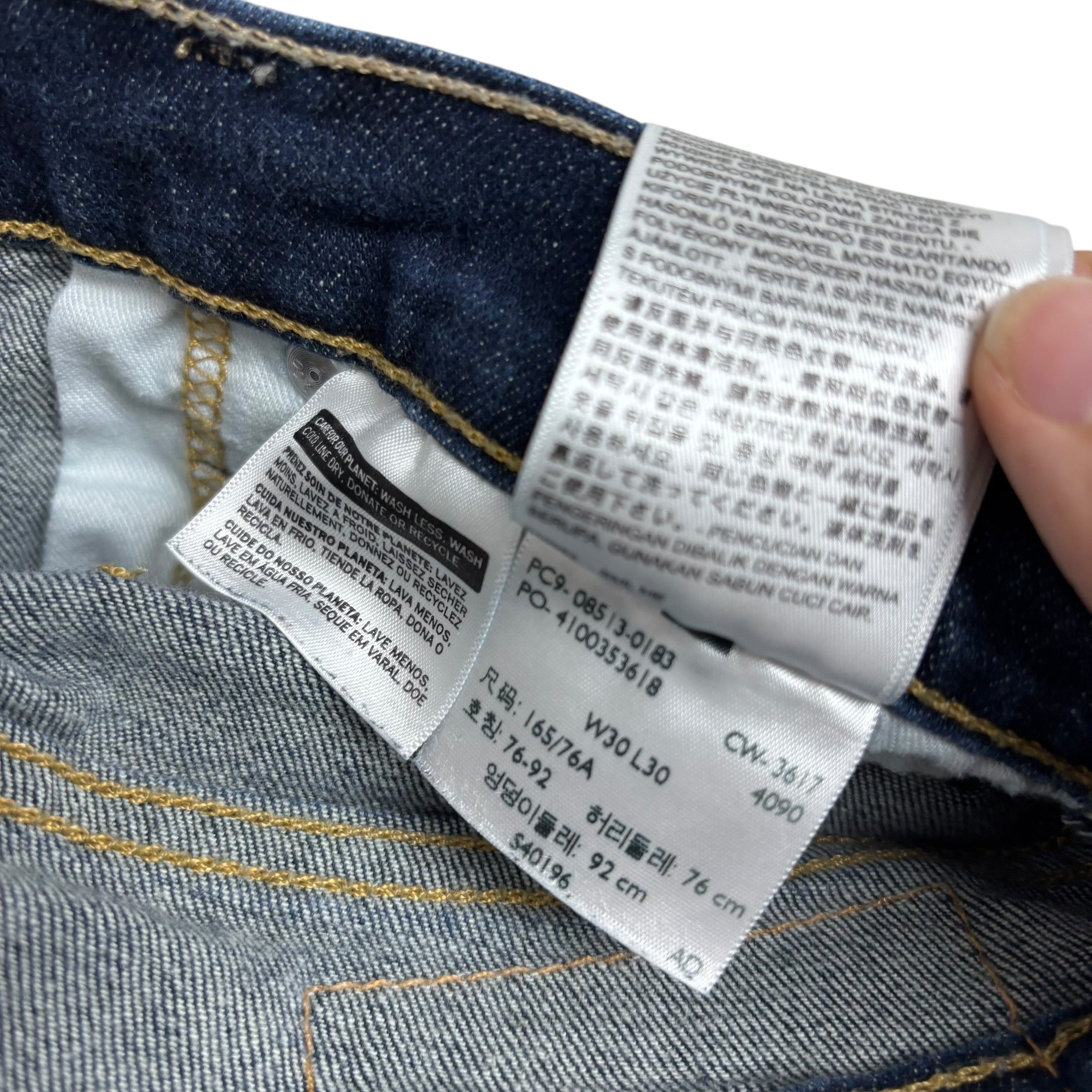 Levis 513 Jeans W30 L30 Mens Dark Blue Slim Straight Fit Stretch Denim (E)