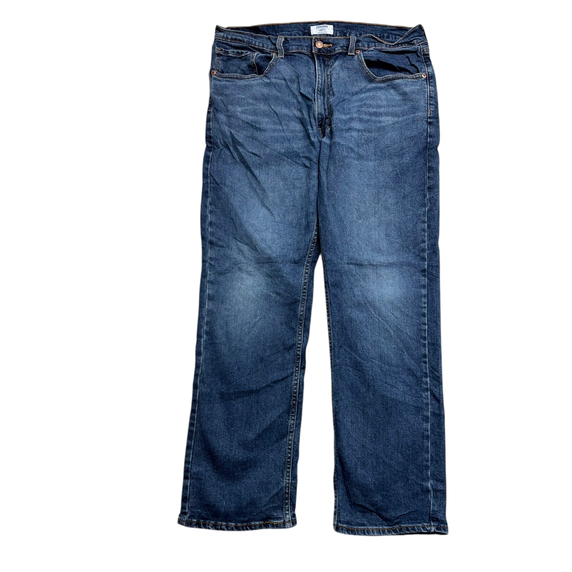 Levis Denizen Jeans W36 L30 Mens Mid Blue Relaxed Straight Fit Stretch