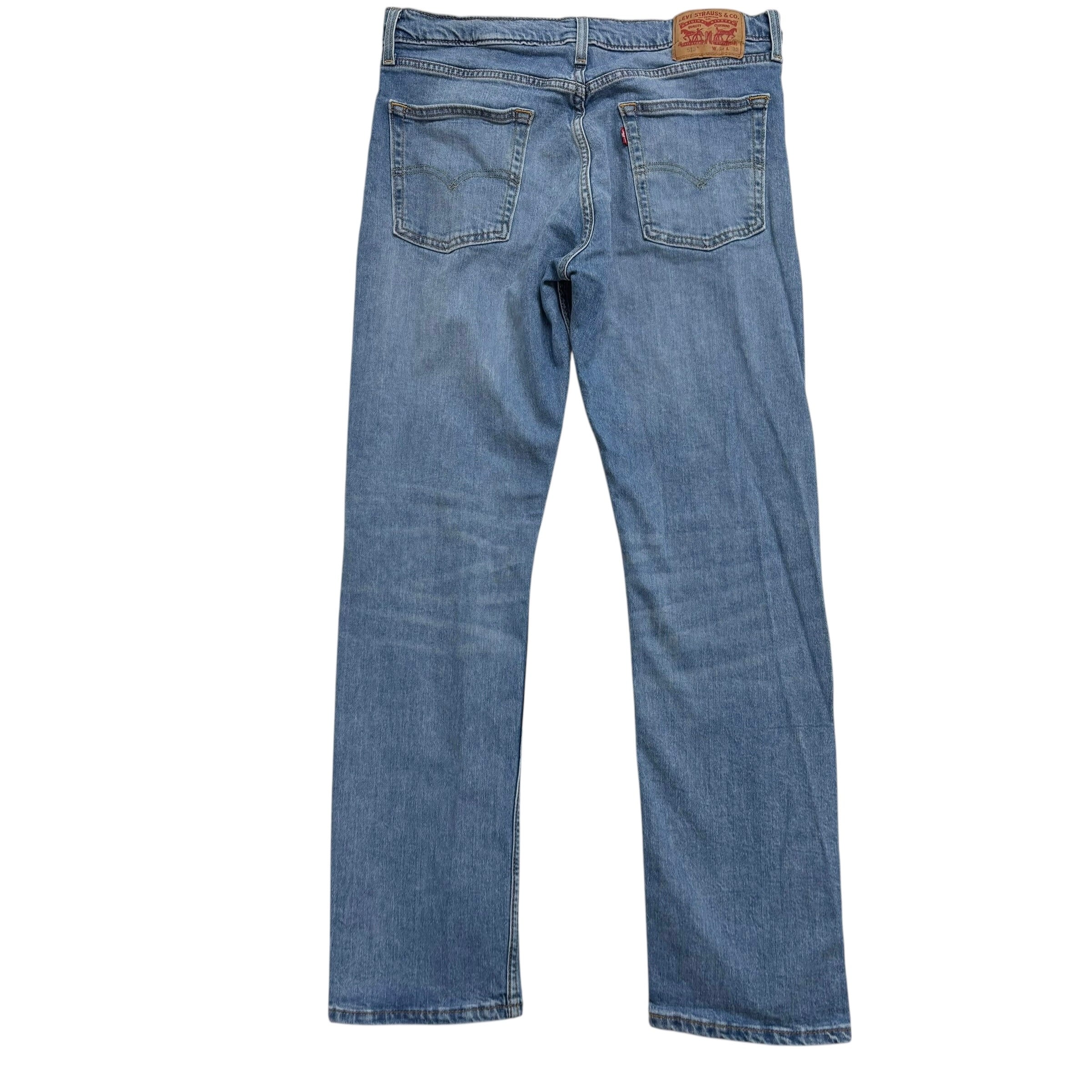 Levis 513 Jeans W34 L32 Mens Light Blue Slim Straight Fit Stretch Denim (E)