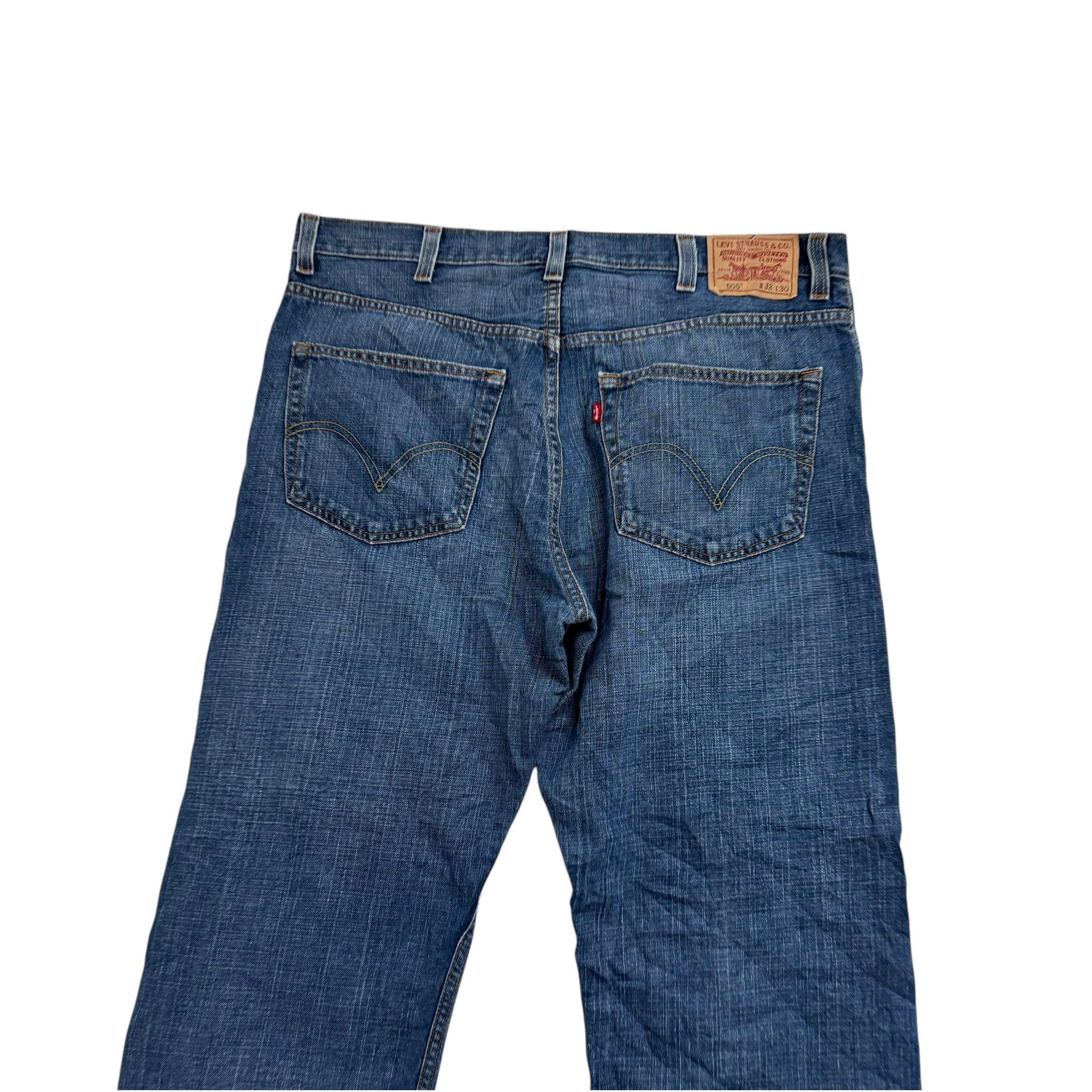 Levis 505 Jeans W38 L30 Mens Dark Blue Regular Straight Fit Vintage Denim (E)
