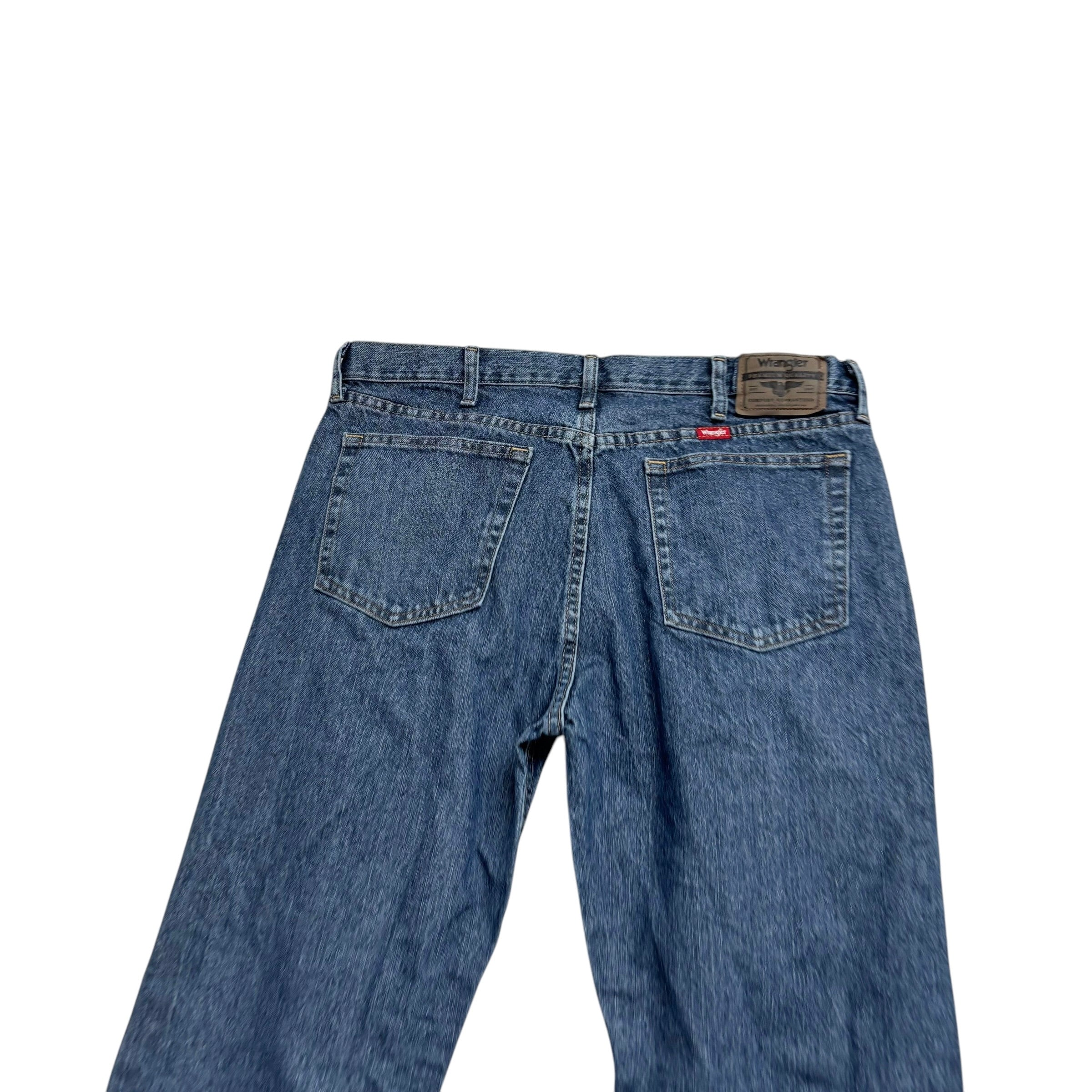 Wrangler Jeans W36 L30 Mens Mid Blue Regular Straight Fit Denim (E)
