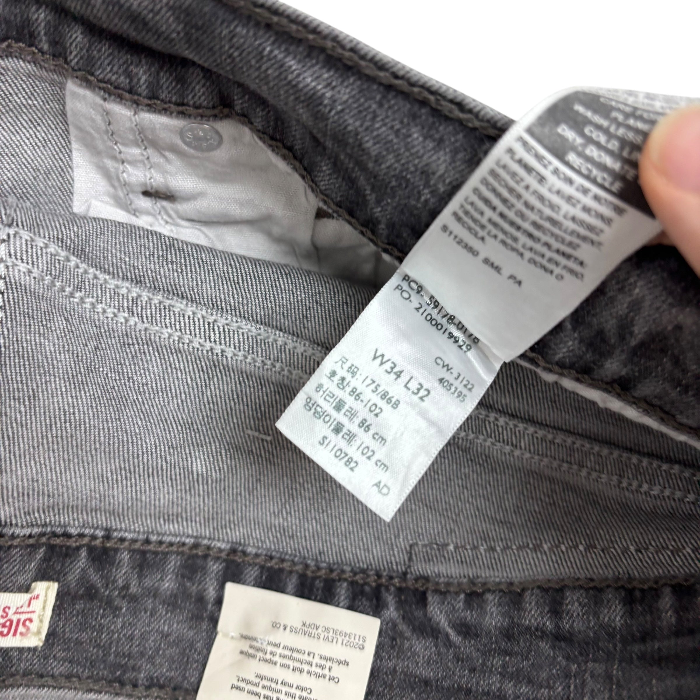 Levis Signature Jeans W34 L32 Mens Grey Slim Fit Stretch Denim (E)