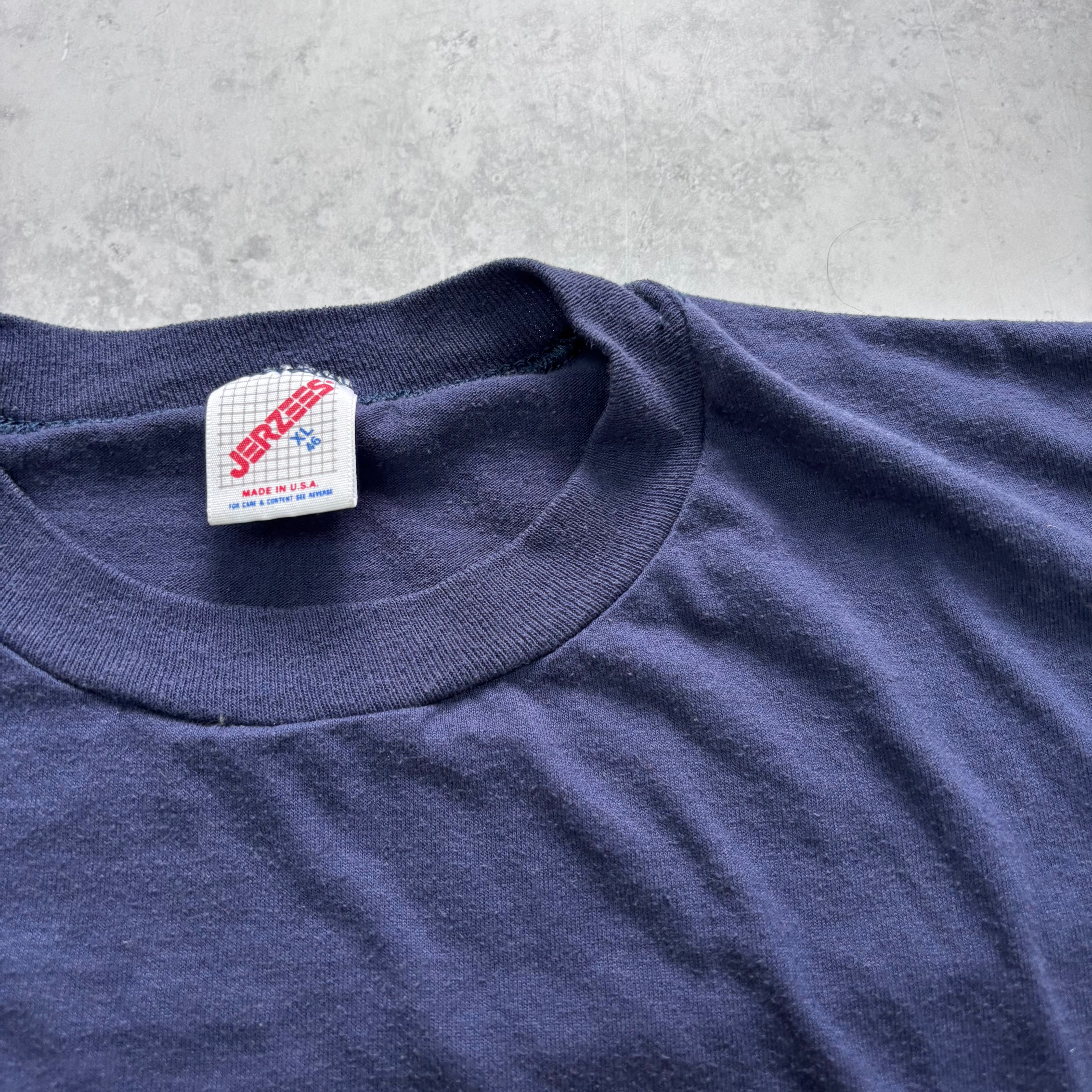 Vintage T Shirt Mens Large Navy Blue Single Stitch Graphic Print 90s USA (F)
