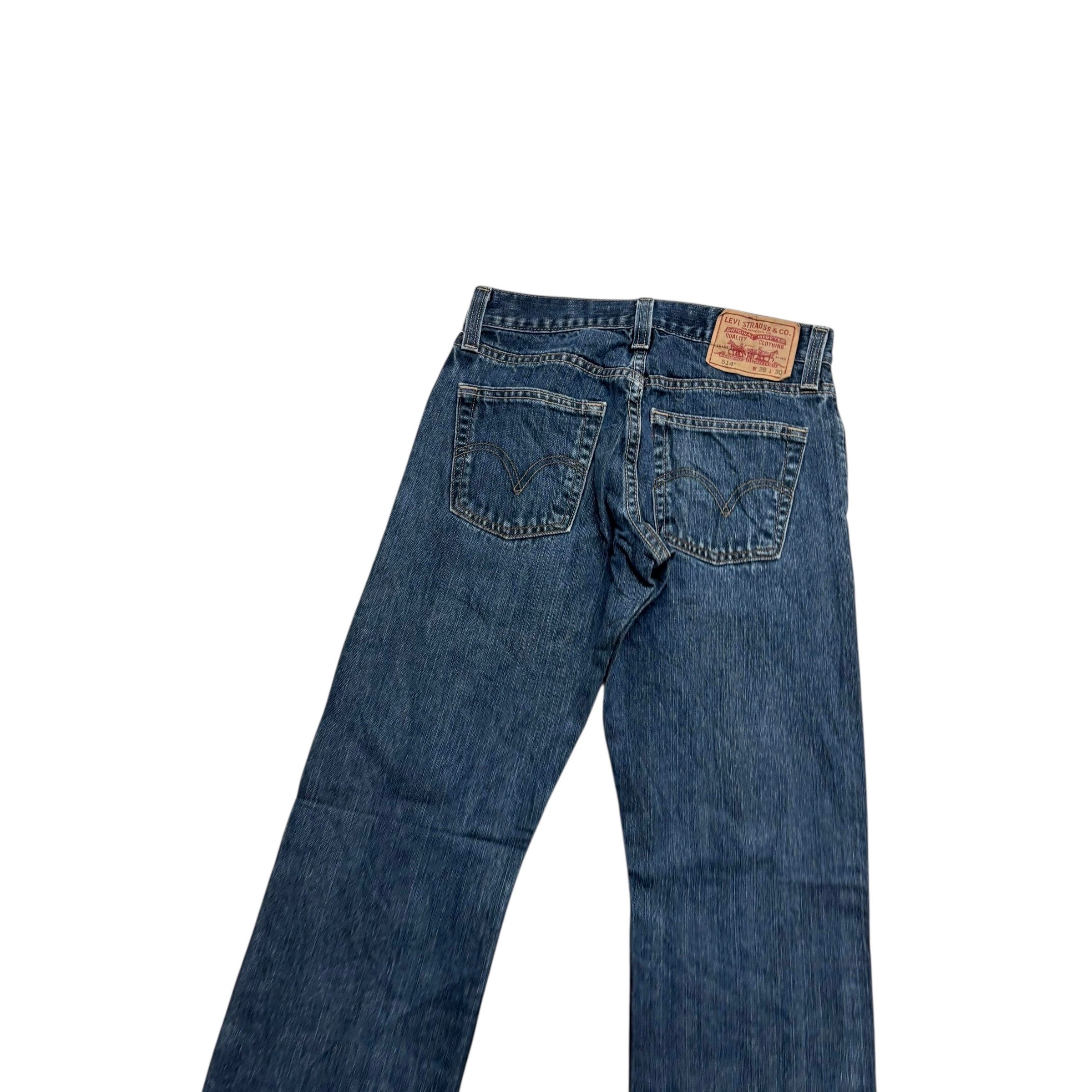 Levis 514 Jeans W28 L30 Mens Dark Blue Slim Straight Fit Vintage Denim (E)