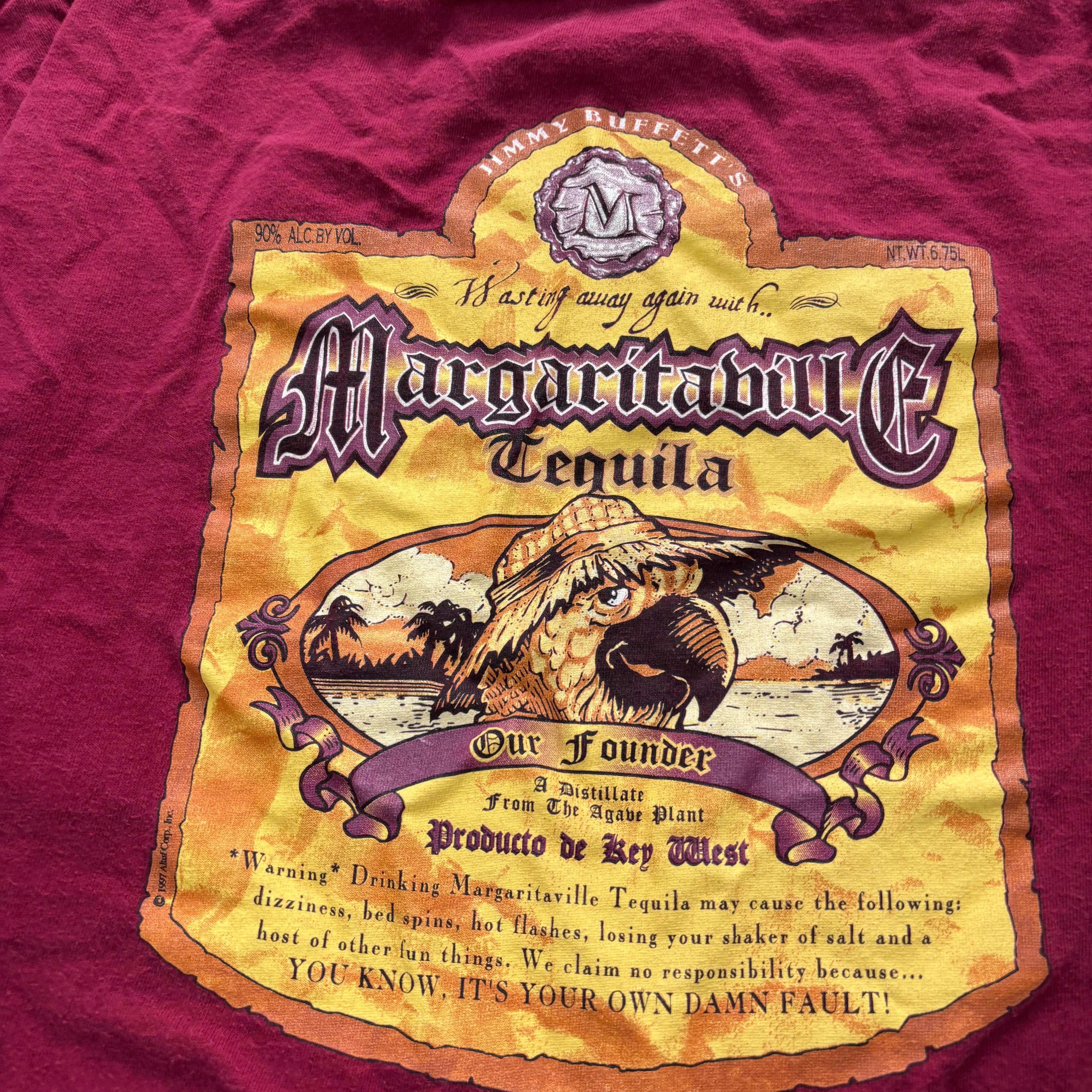 Vintage T Shirt Mens XL Burgundy Single Stitch Graphic Print 90s Tourist (E)