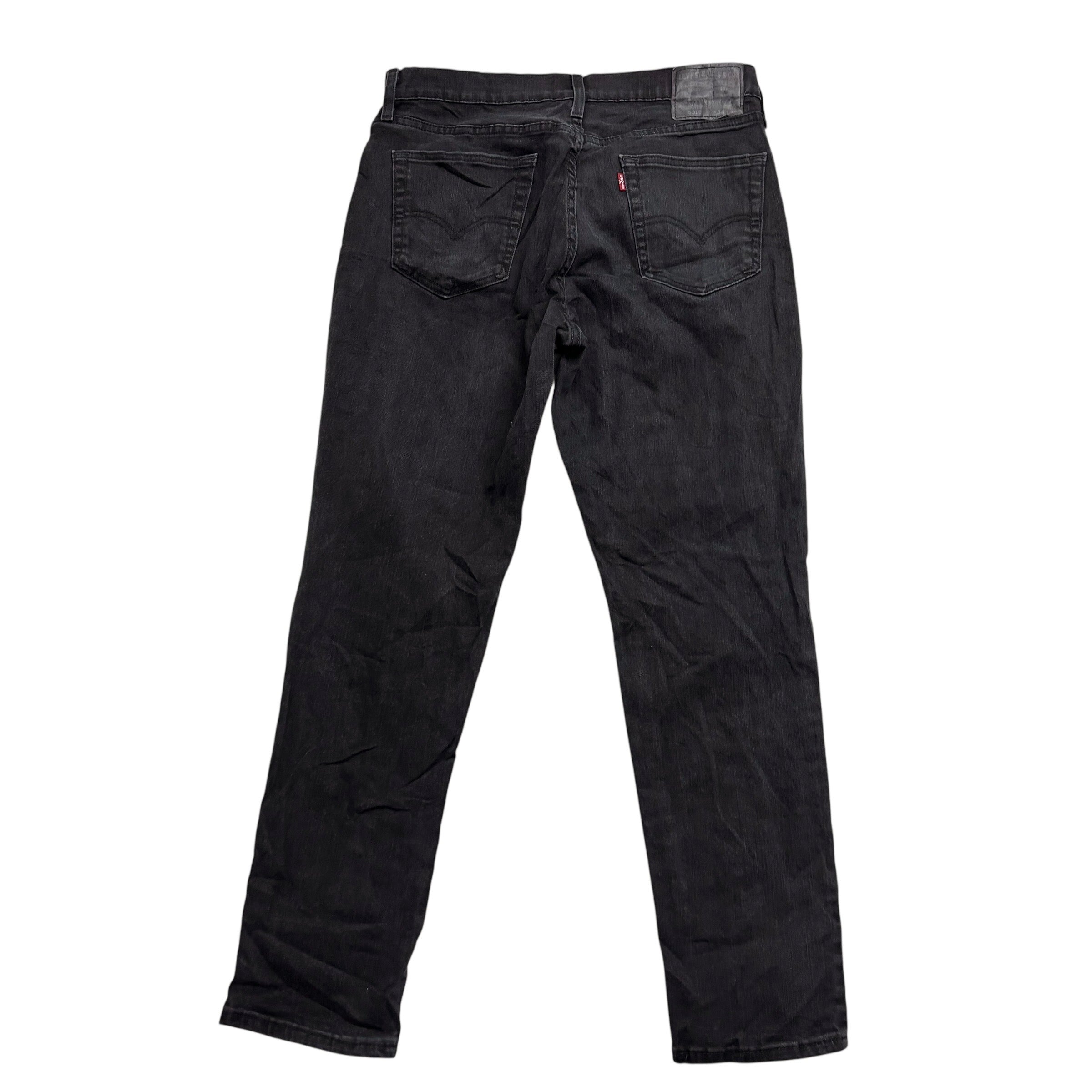 Levis 531 Jeans W34 L31 Mens Black Athletic Slim Fit Stretch Denim (E)
