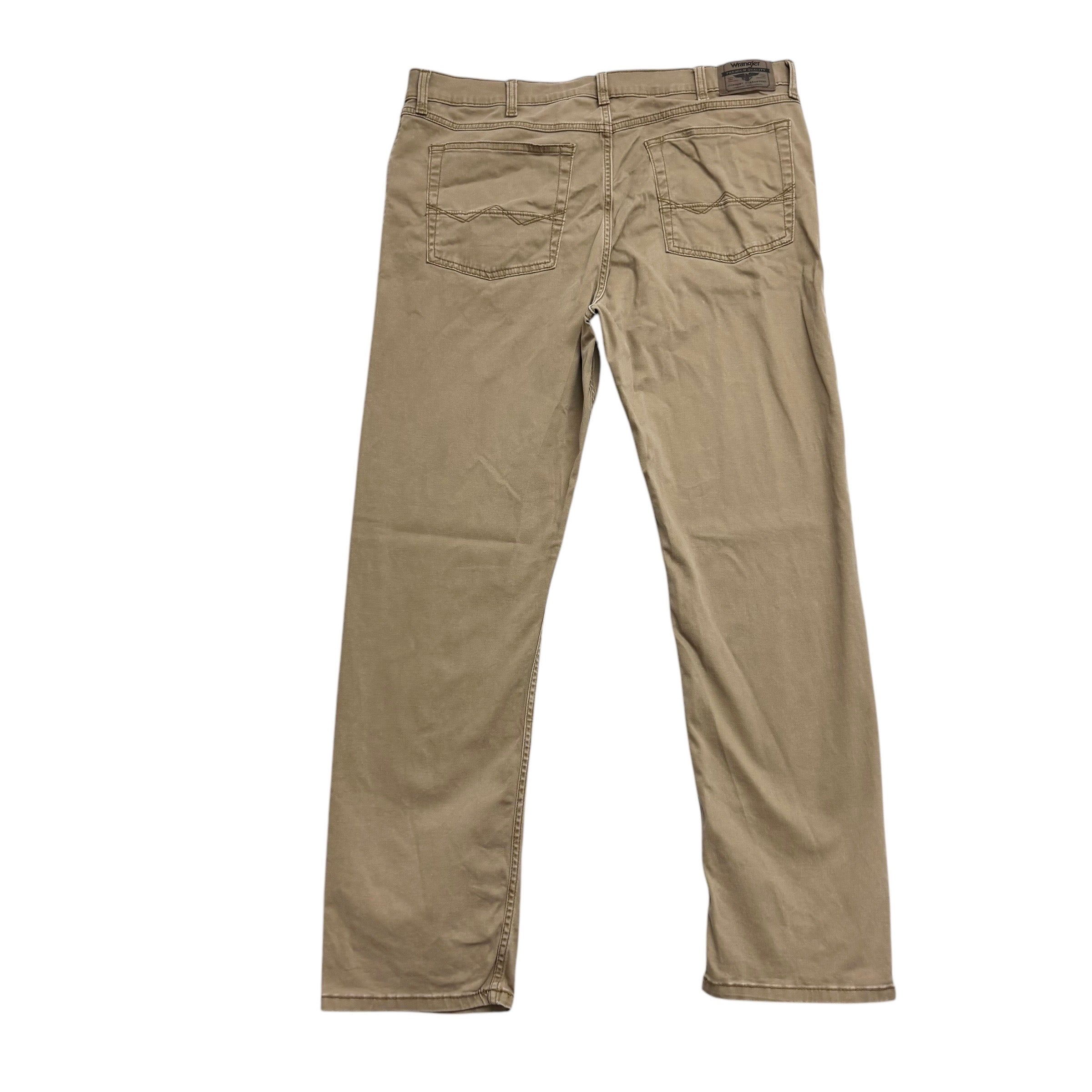 Wrangler Trousers W38 L32 Mens Tan Beige Slim Straight Fit Stretch Pants (E)