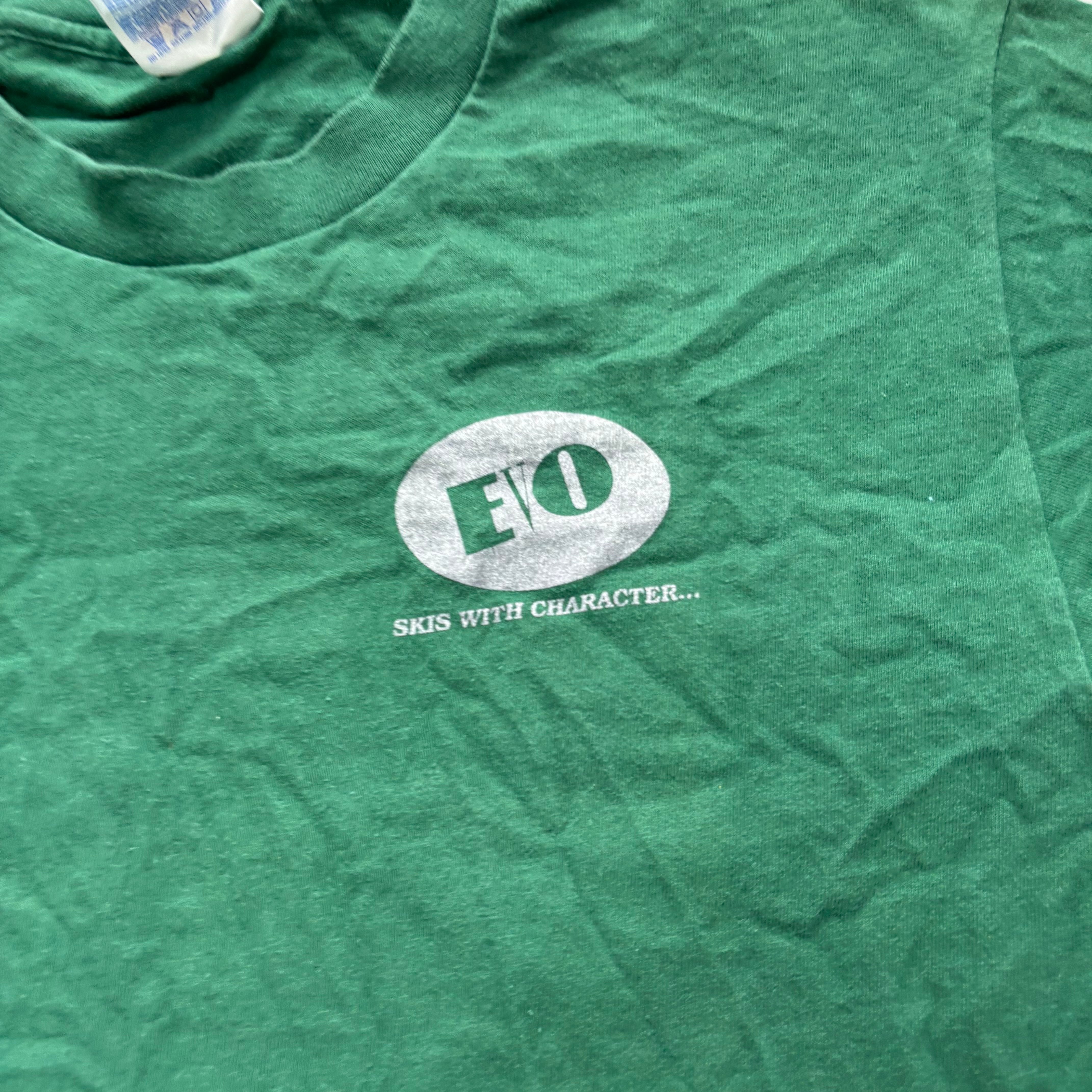 Vintage T Shirt Mens Medium Green Single Stitch Graphic Print 90s Skiing (E)