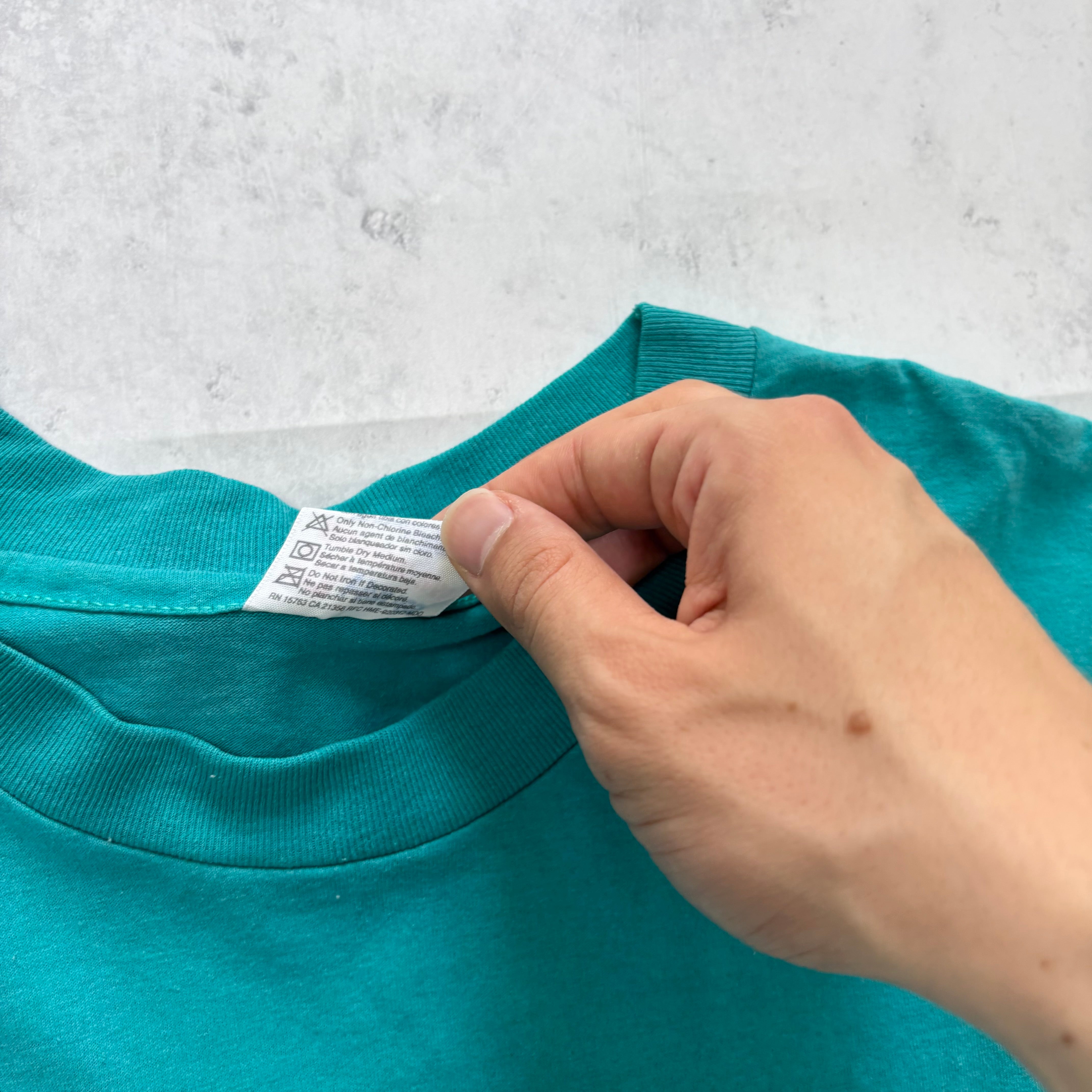 Vintage T Shirt Mens XL Turquoise Blue Single Stitch Graphic Print 90s Horse (E)