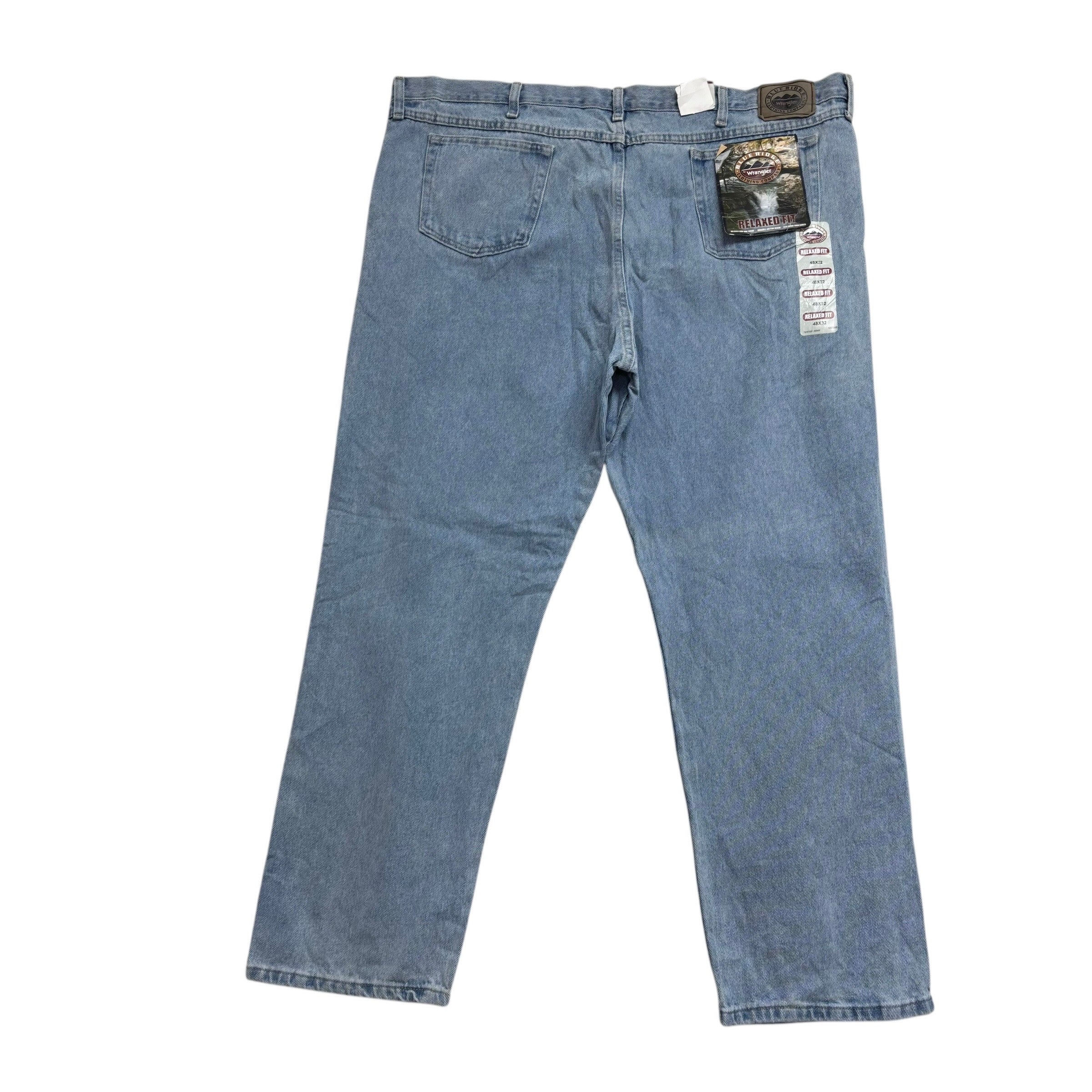 Wrangler Jeans W48 L32 Mens Light Blue Relaxed Straight Fit Vintage Denim (E)